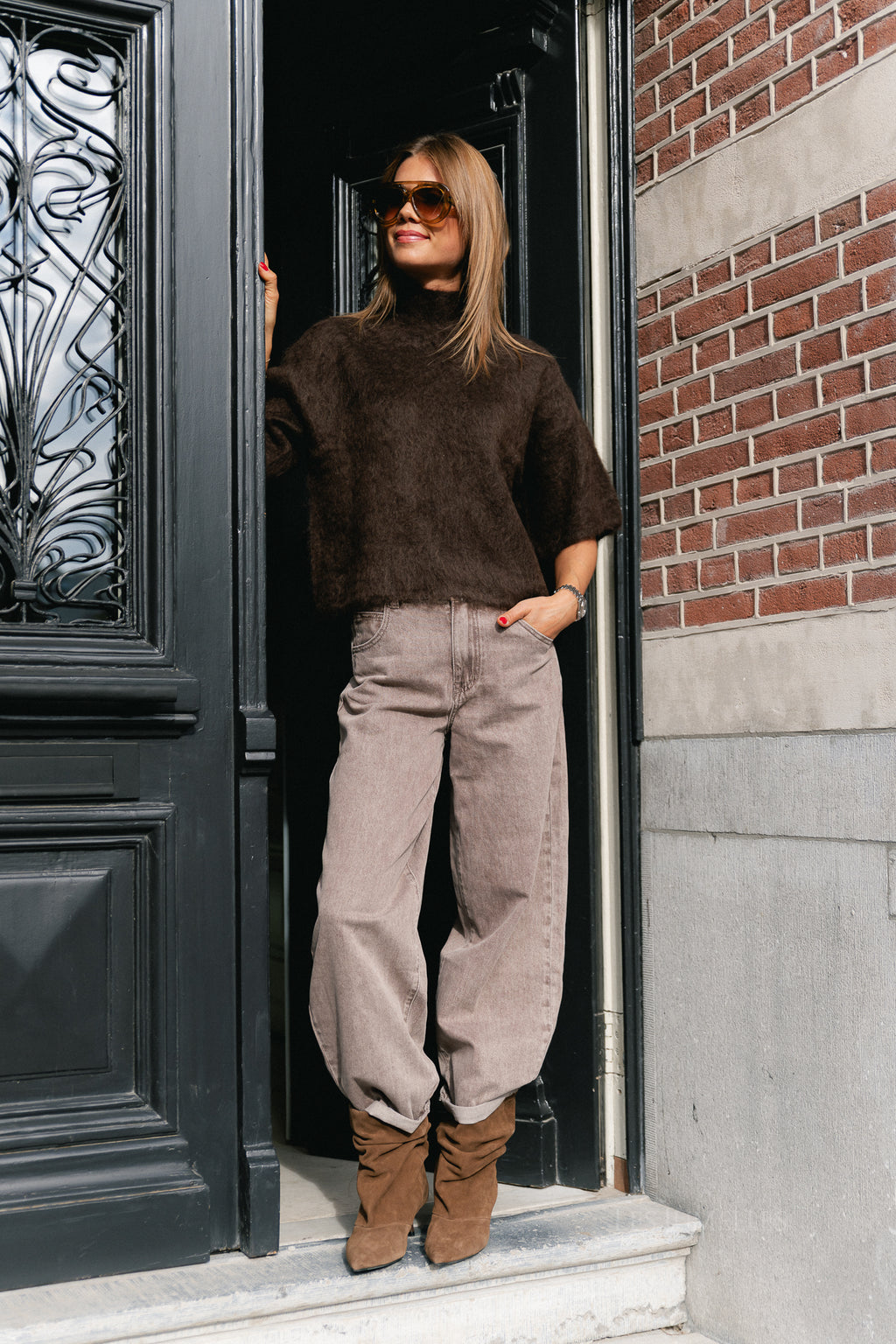 Mia balloon fit jeans washed brown