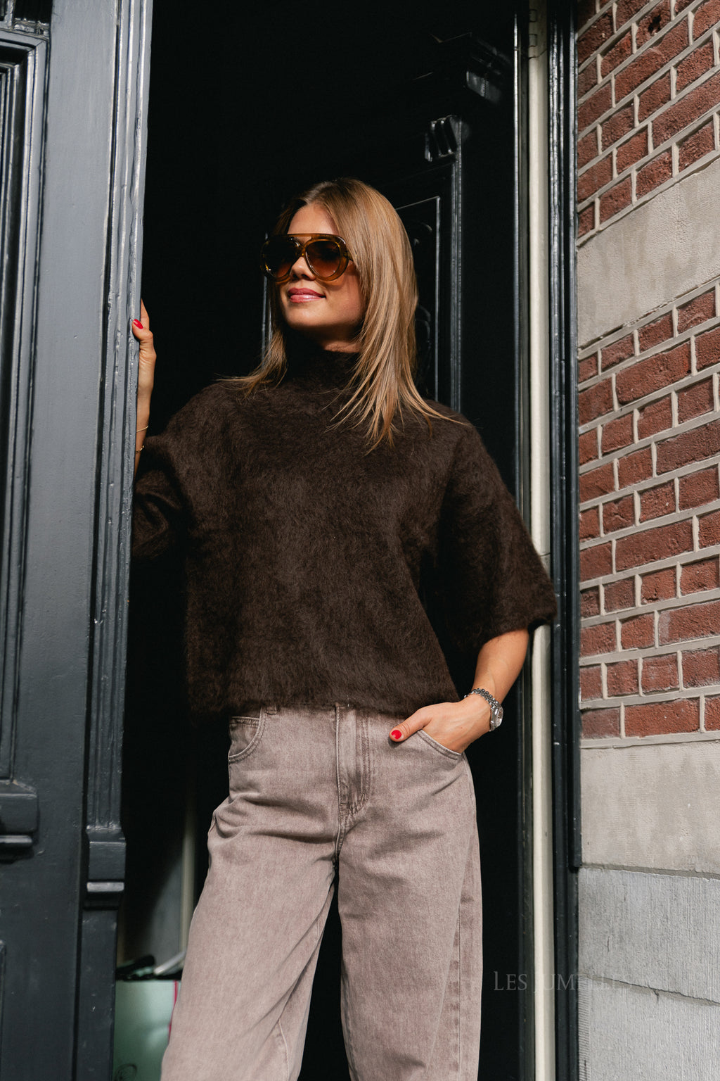 YASTilde 2/4 mohair blend knit pullover mole/melange