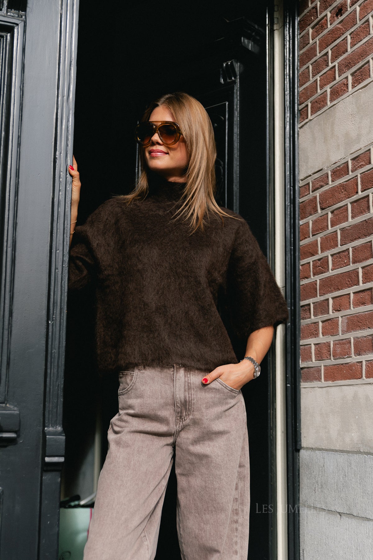 YASTilde 2/4 mohair blend knit pullover mole/melange