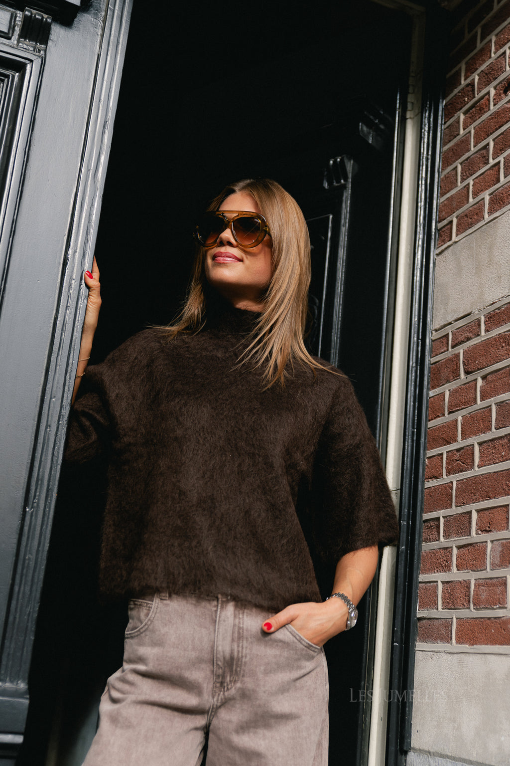 YASTilde 2/4 mohair blend knit pullover mole/melange