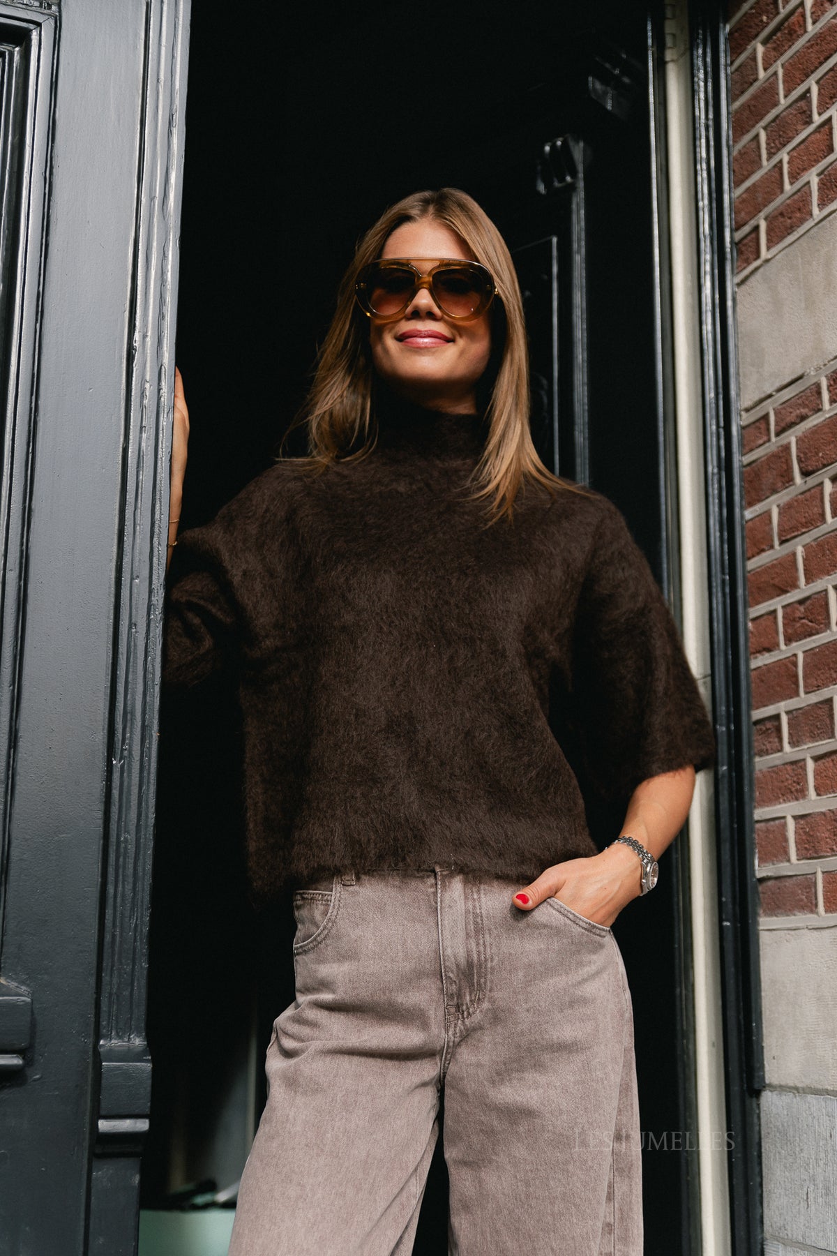 YASTilde 2/4 mohair blend knit pullover mole/melange