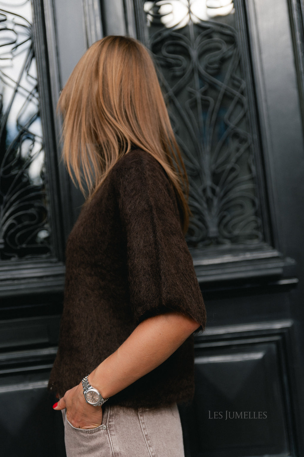 YASTilde 2/4 mohair blend knit pullover mole/melange