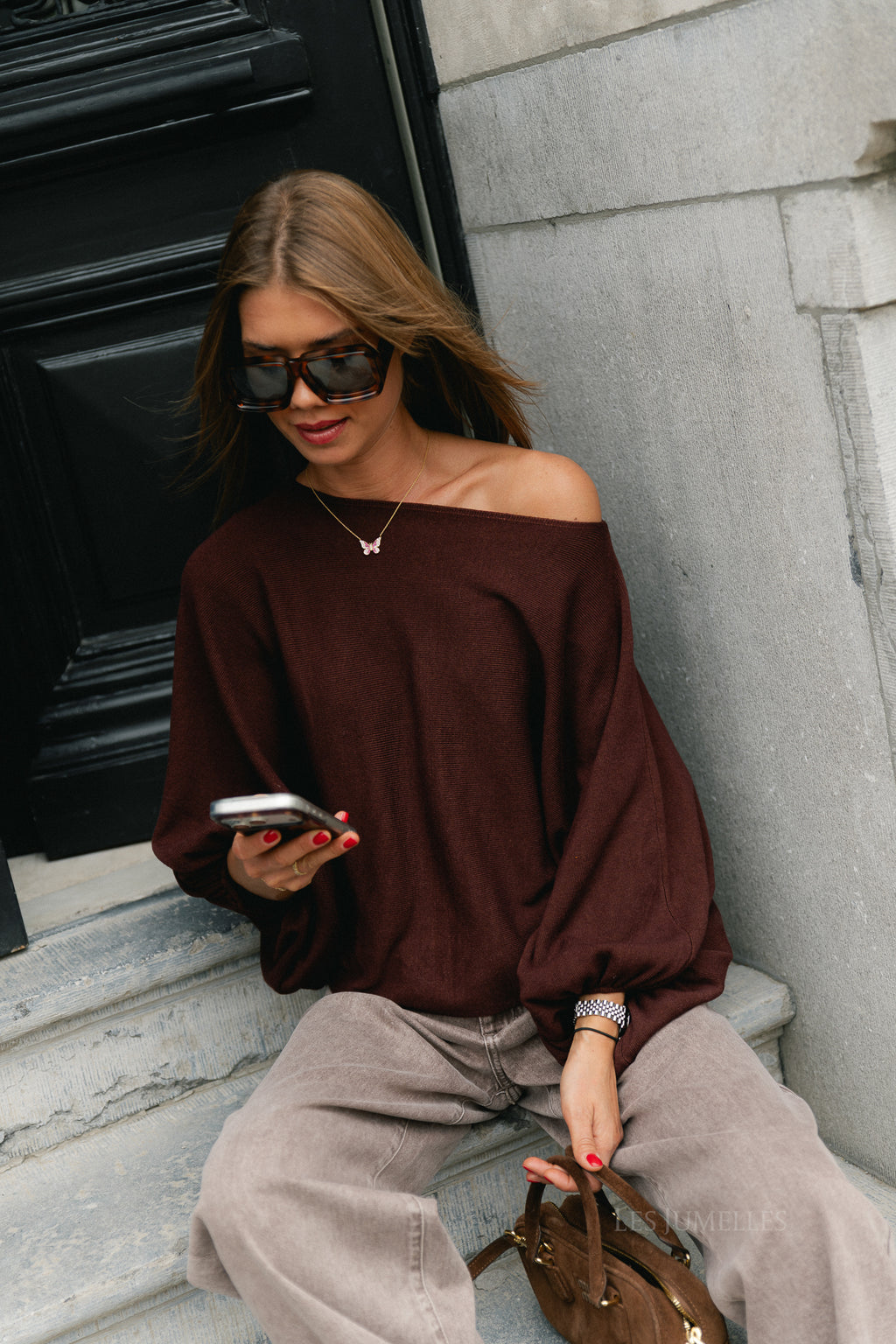 Charline cropped sweater burgundy