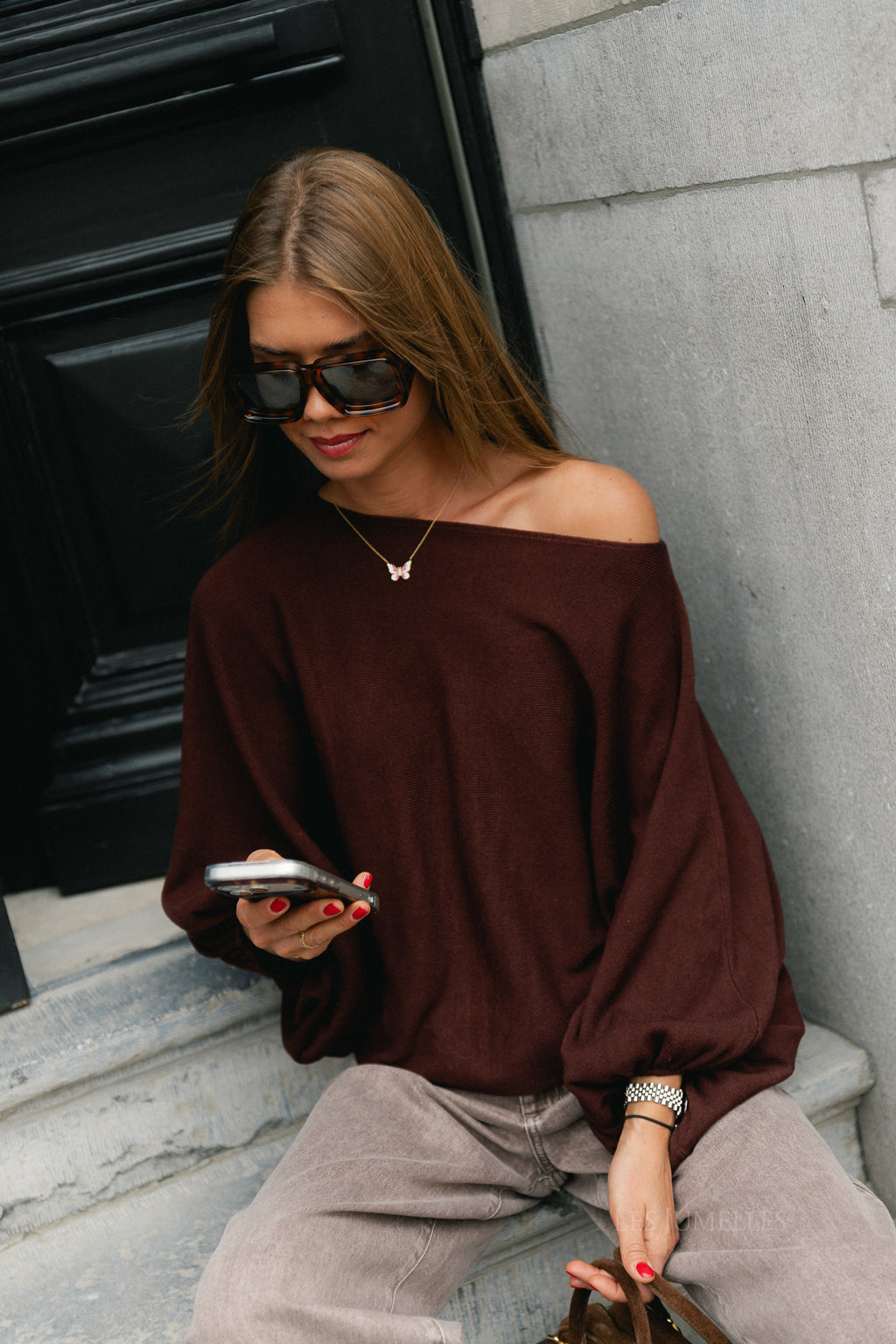Charline cropped sweater burgundy