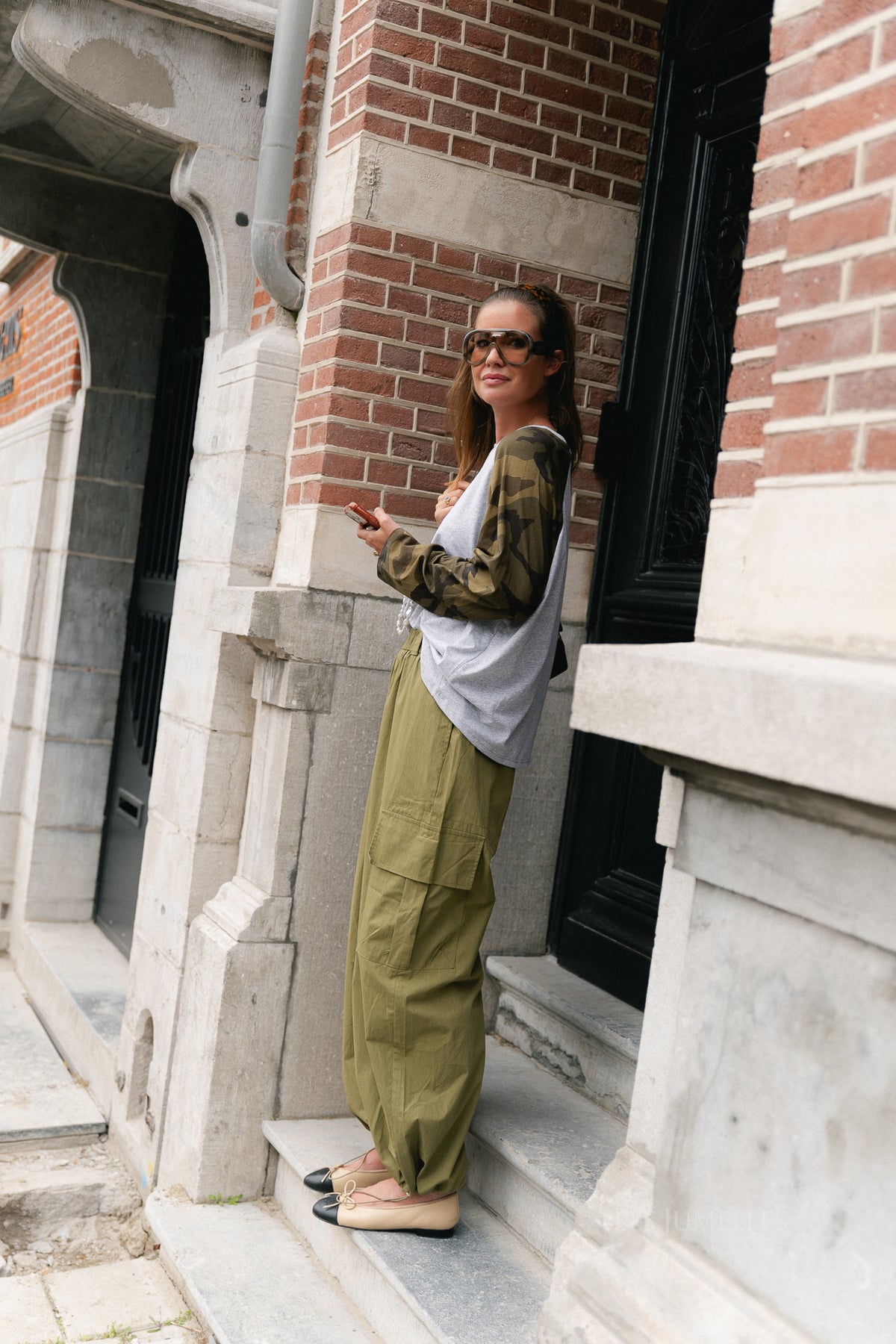 Marie LS shirt grey/camouflage print
