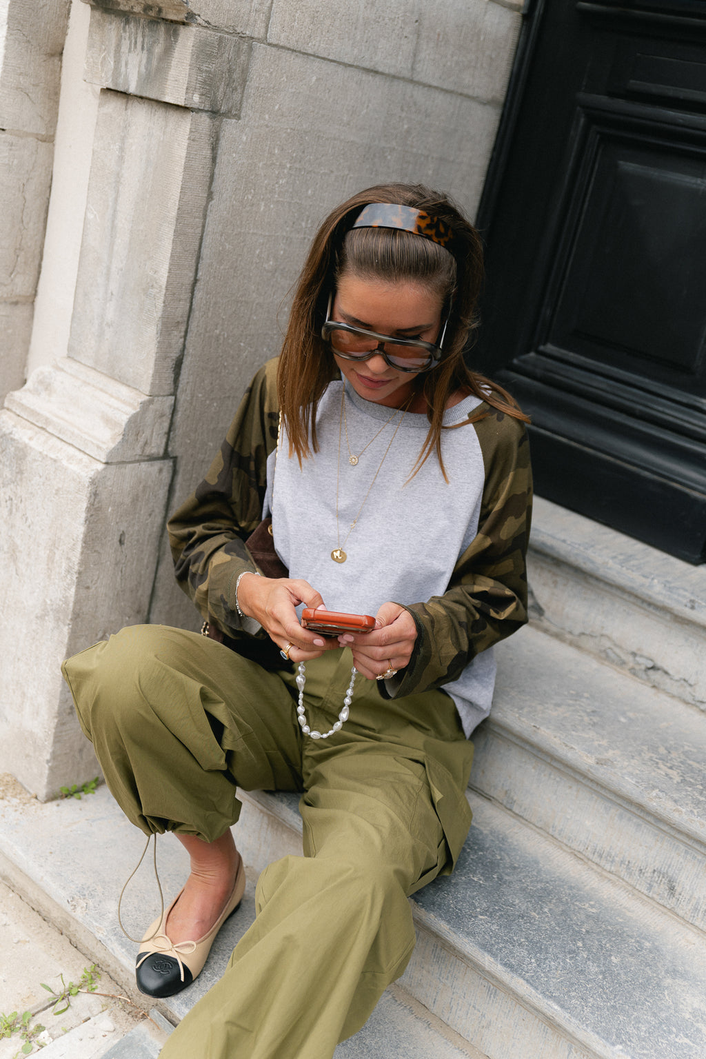 Marie LS shirt grey/camouflage print