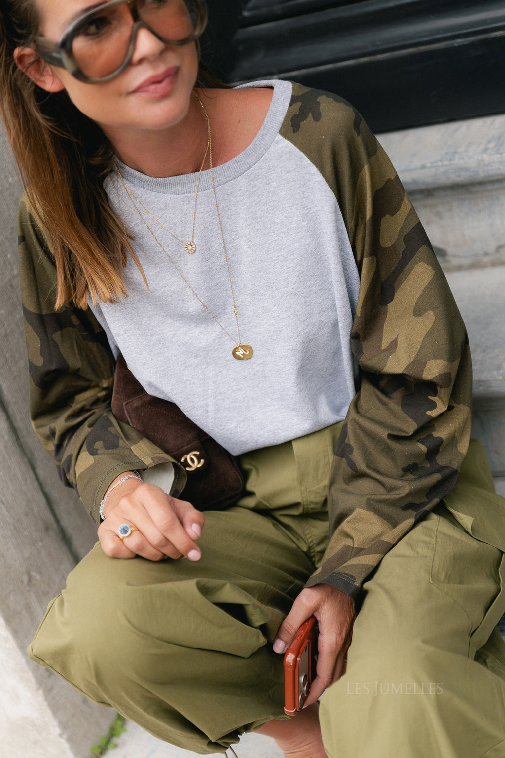 Marie LS shirt grey/camouflage print
