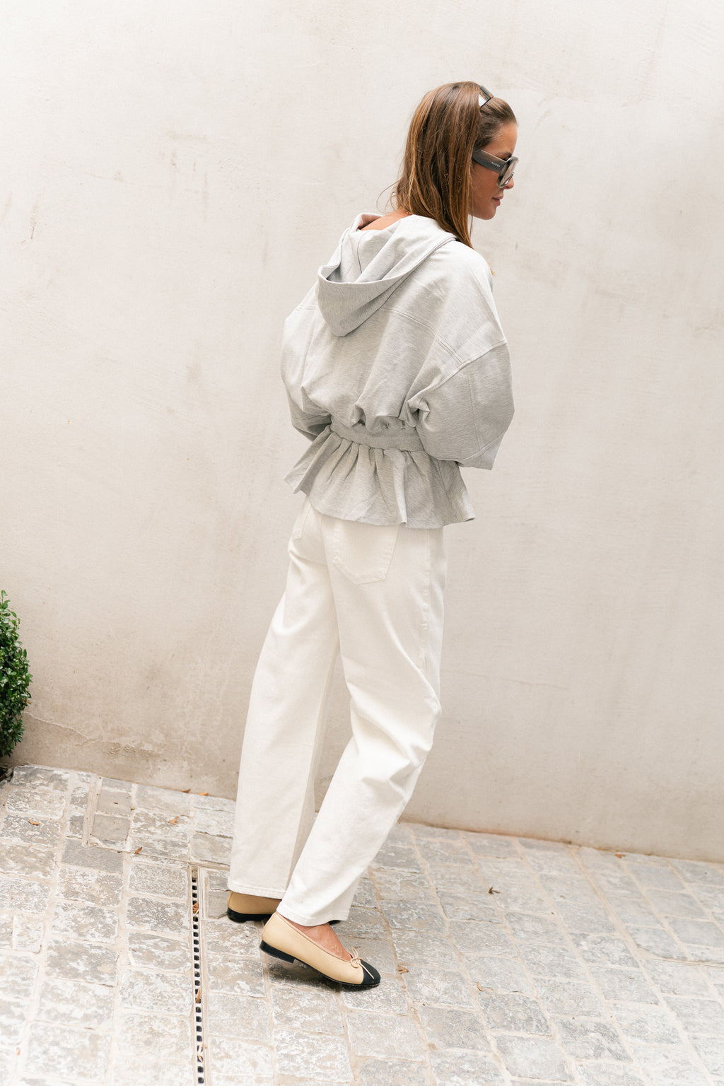 Ulima peplum hoodie grey melange