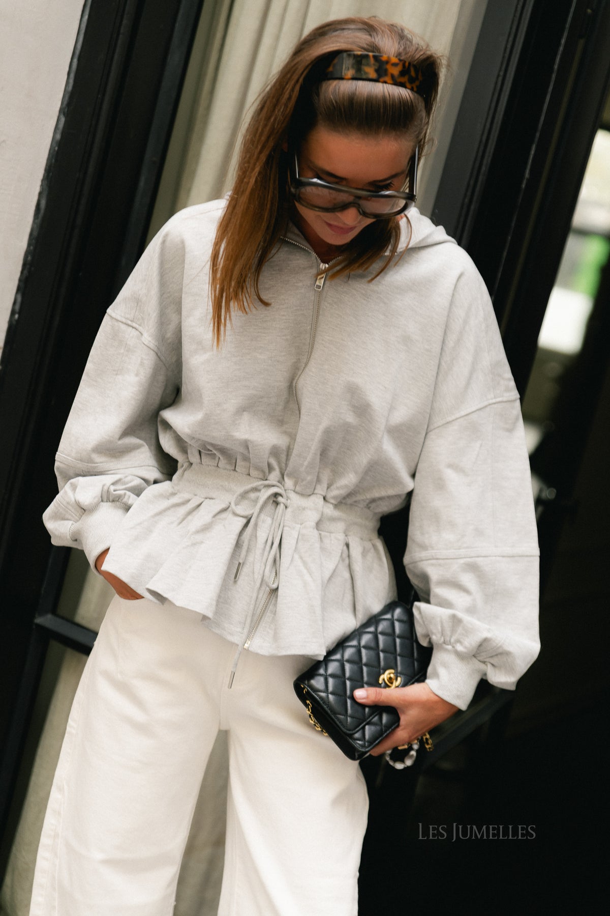 Ulima peplum hoodie grey melange