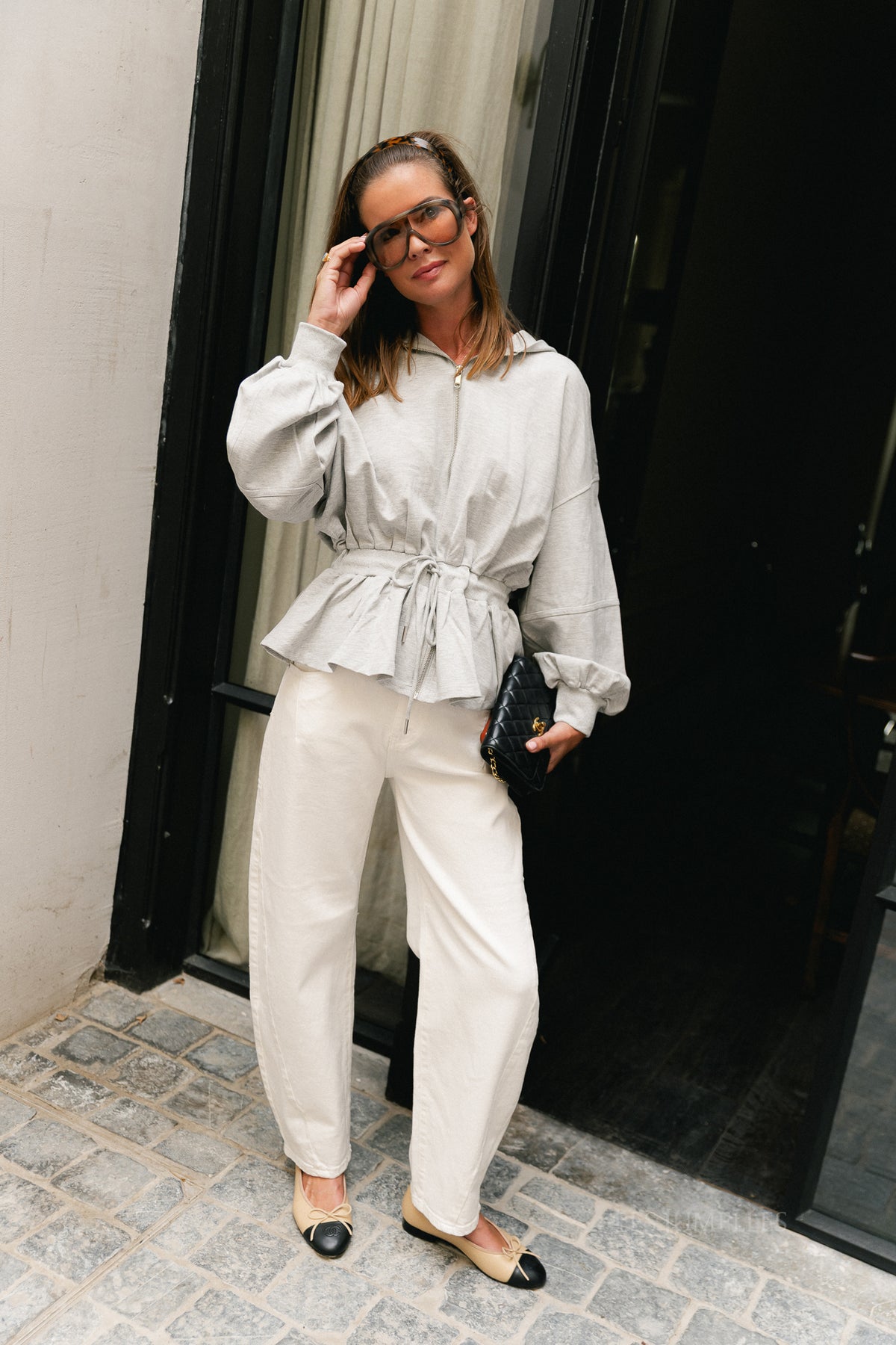 Ulima peplum hoodie grey melange