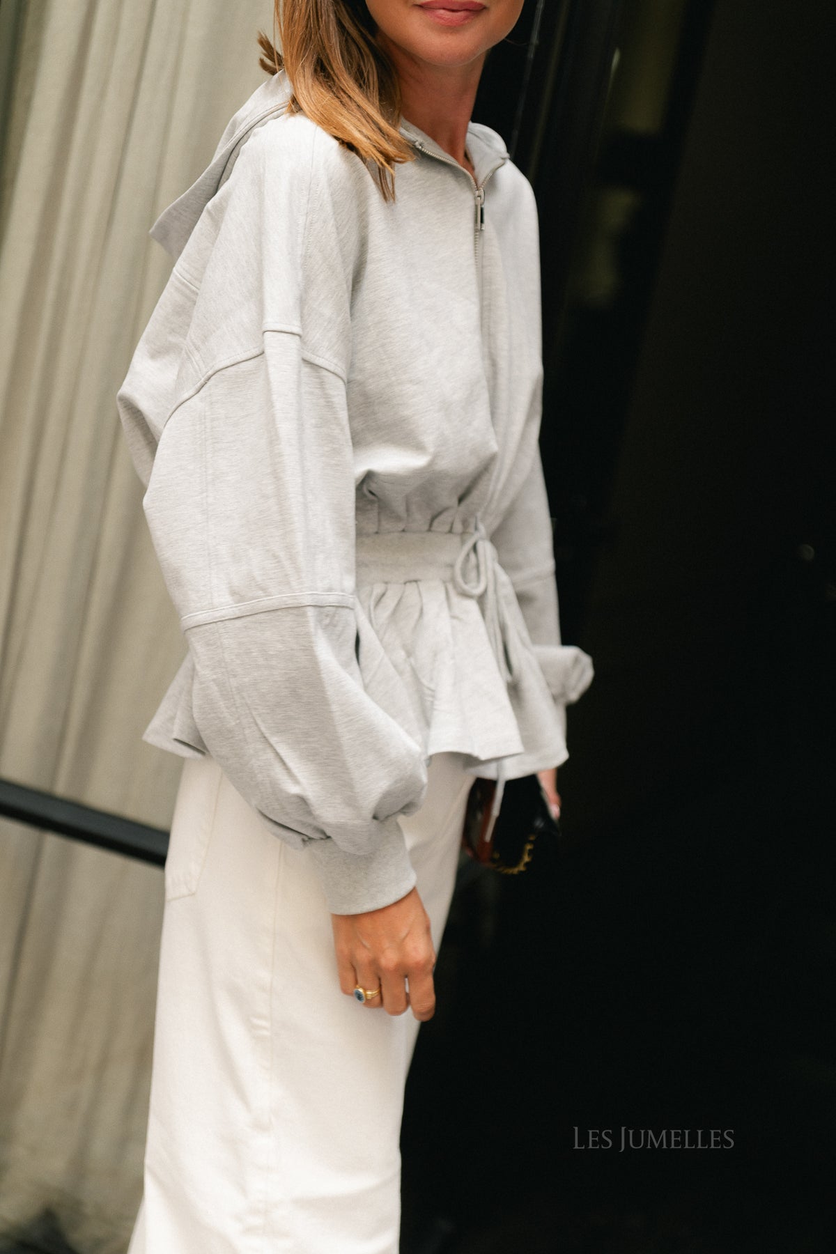 Ulima peplum hoodie grey melange