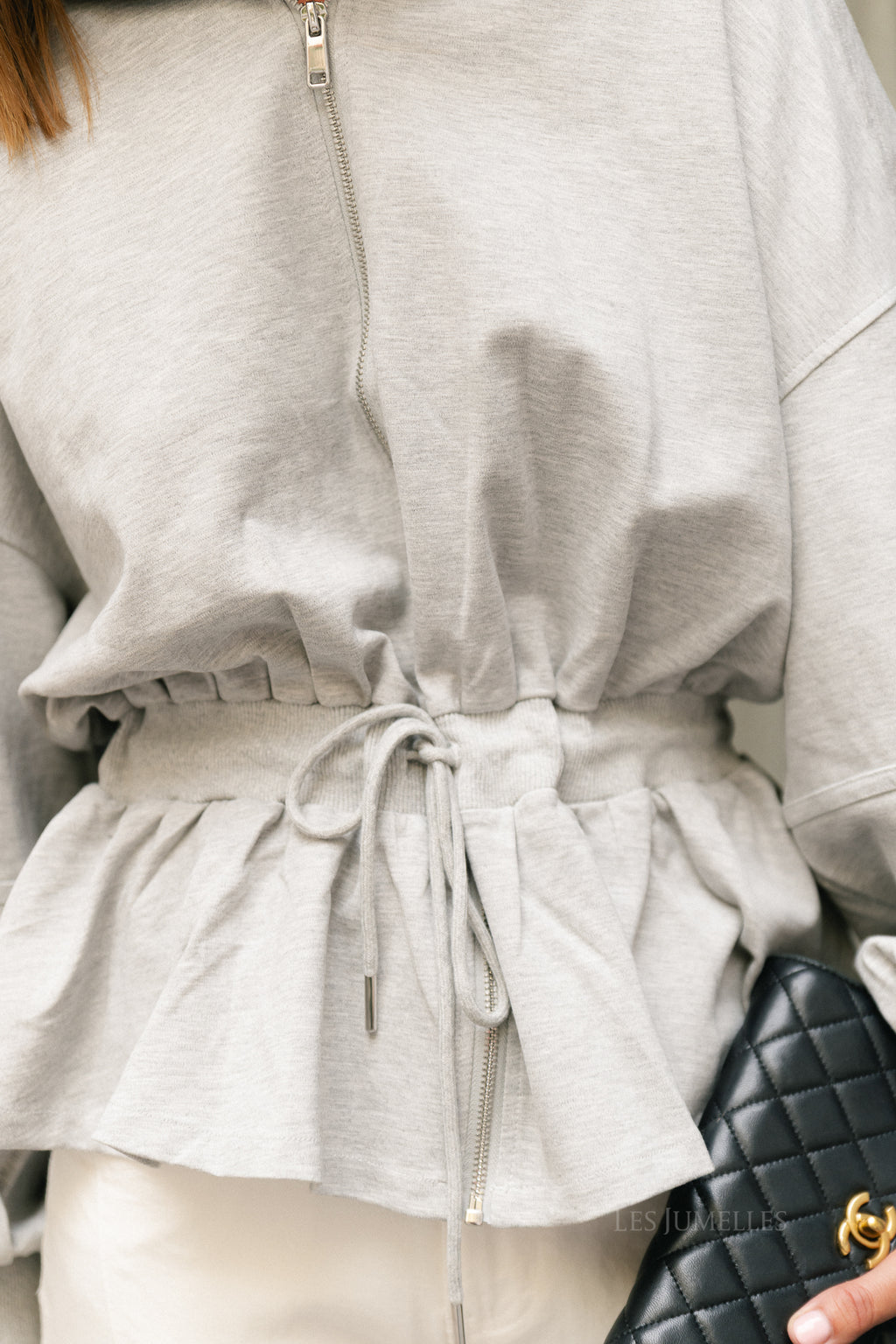 Ulima peplum hoodie grey melange