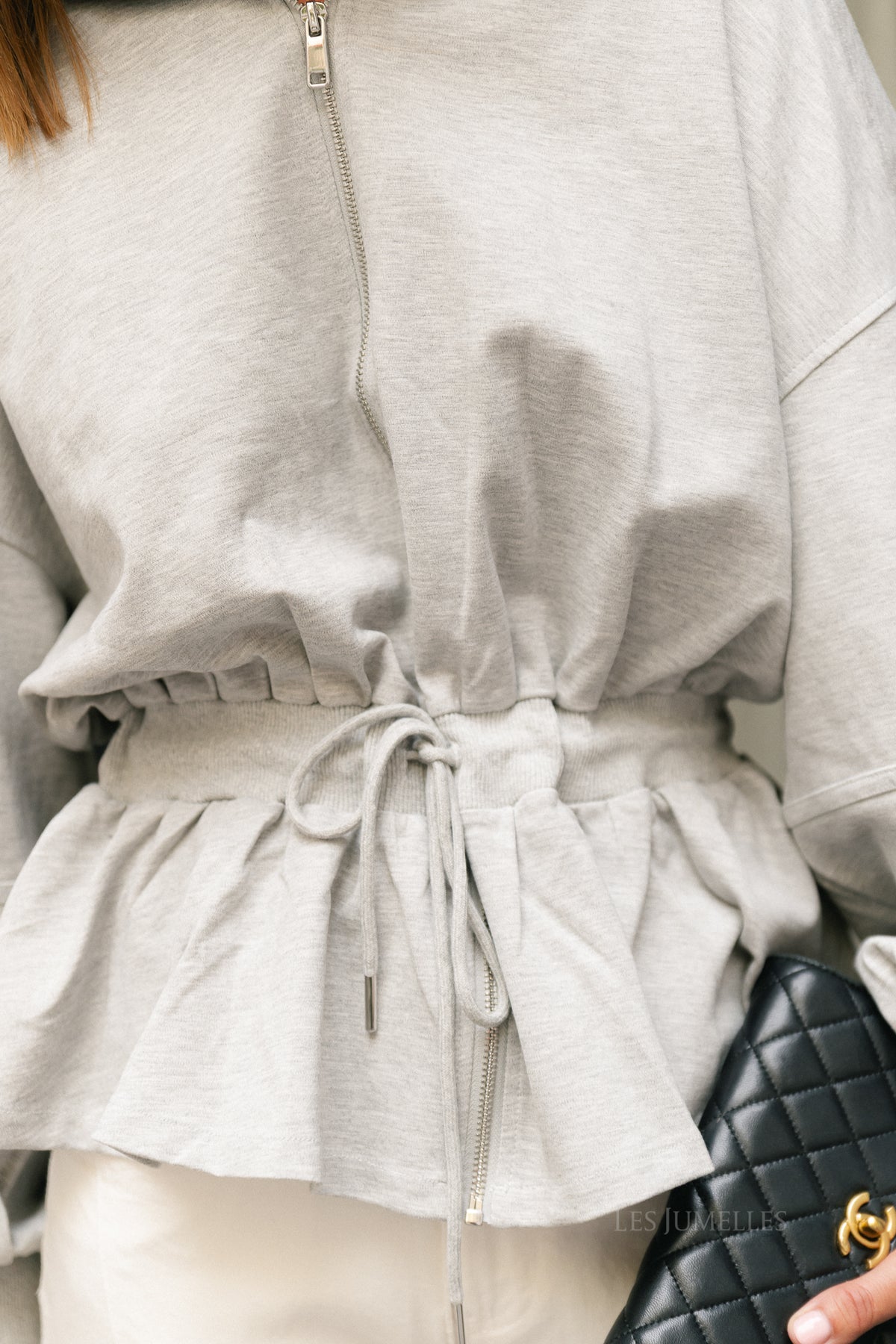 Ulima peplum hoodie grey melange