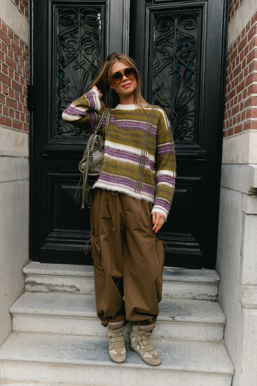 YASChea LS mohair blend knit pullover fog/chea check