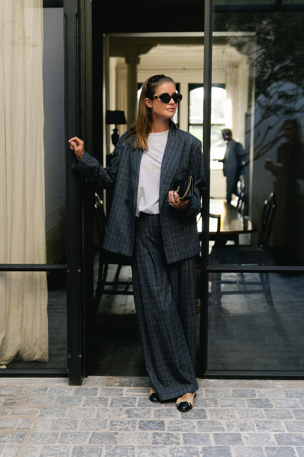Marou trousers grey blue check