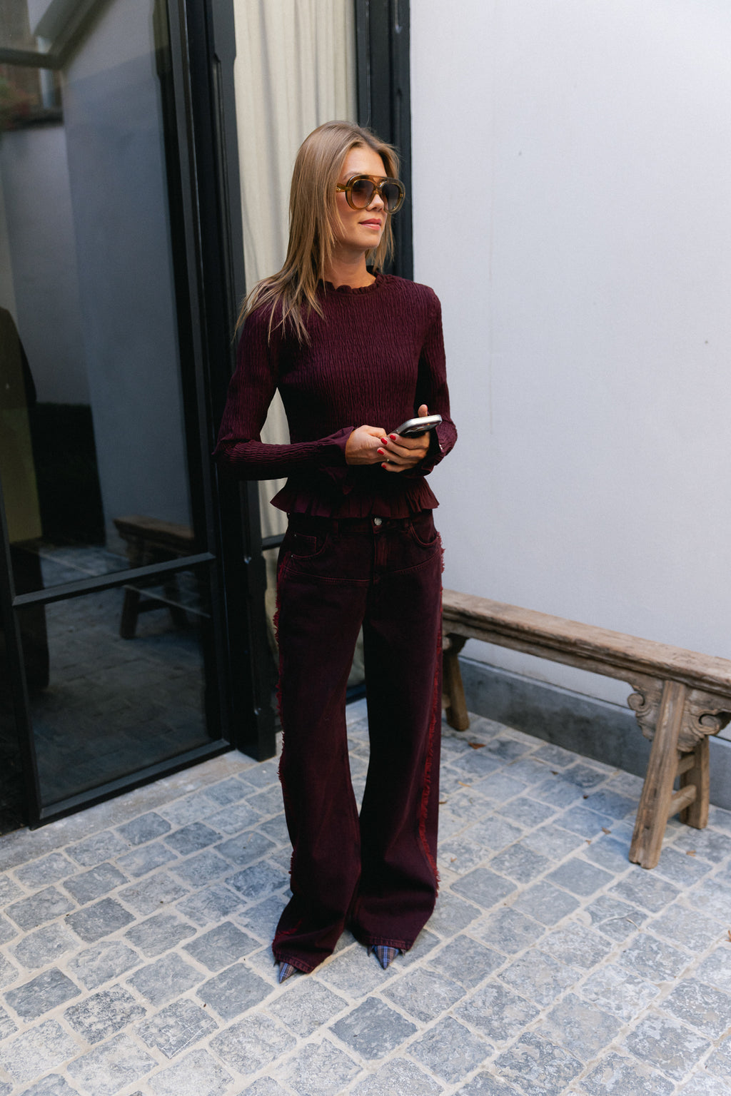 Veerle LS blouse tipsy red