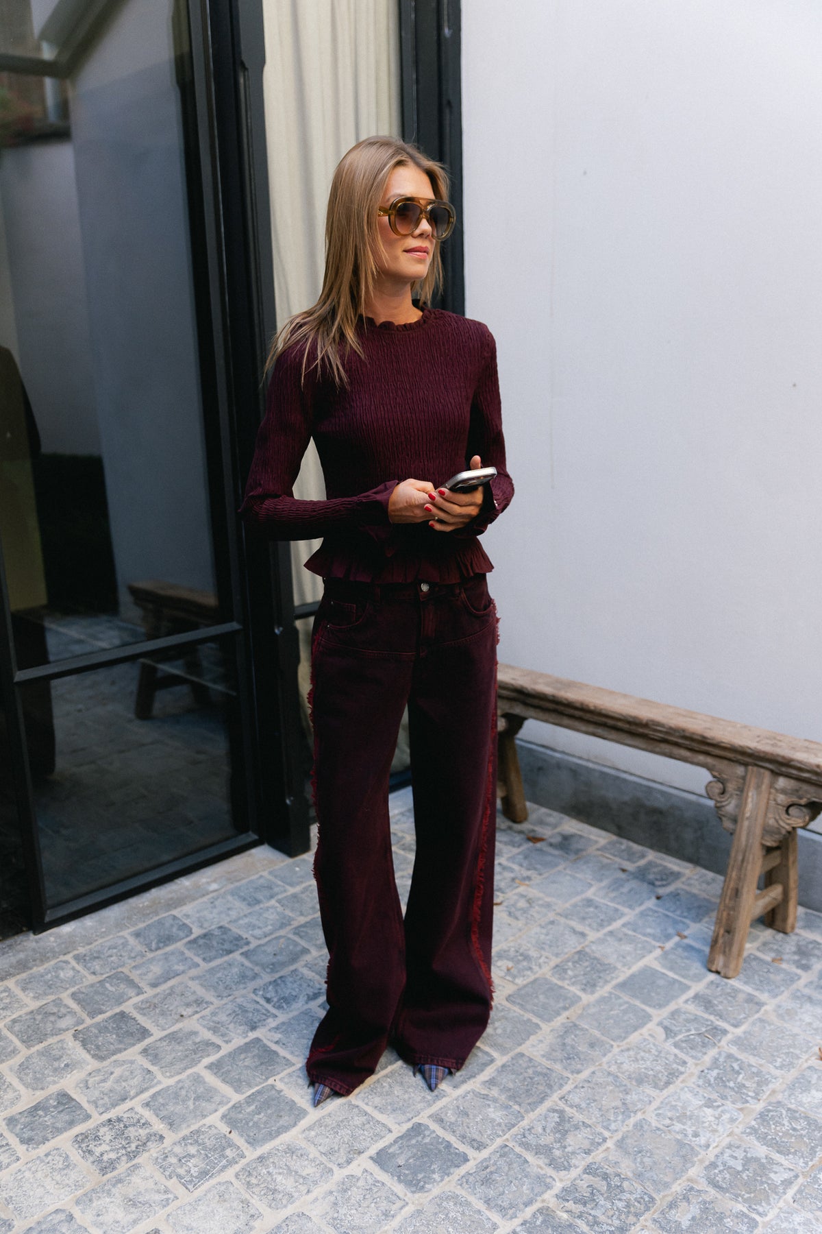 Veerle LS blouse tipsy red