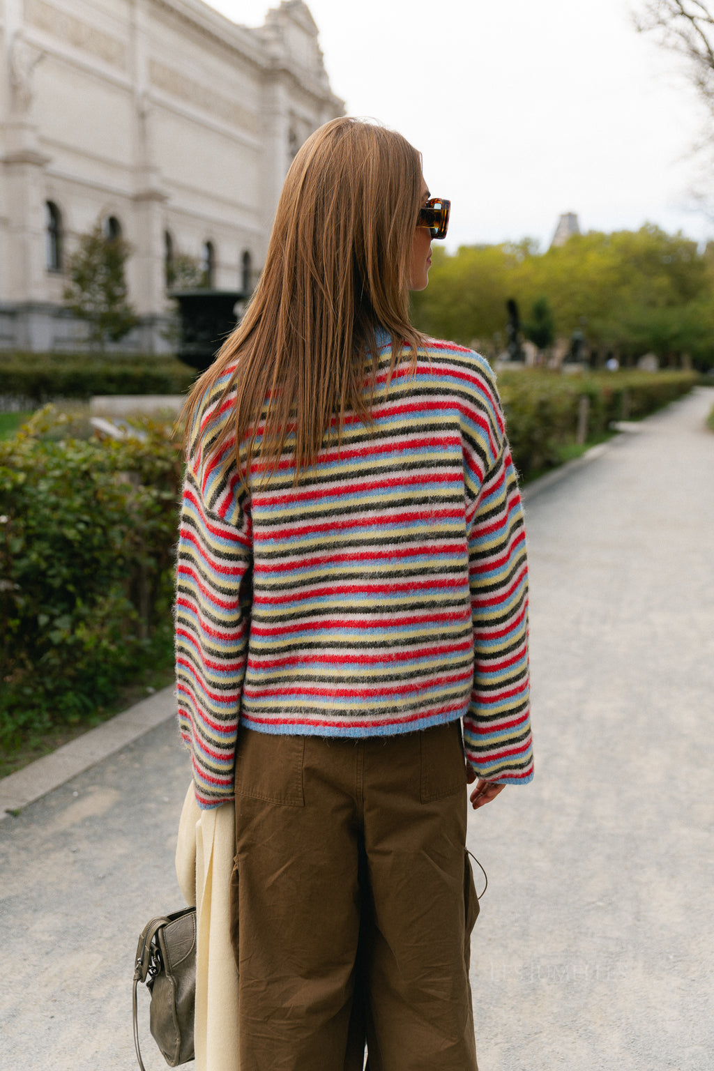 PCAda LS O-neck knit azure blue/flame scarlet