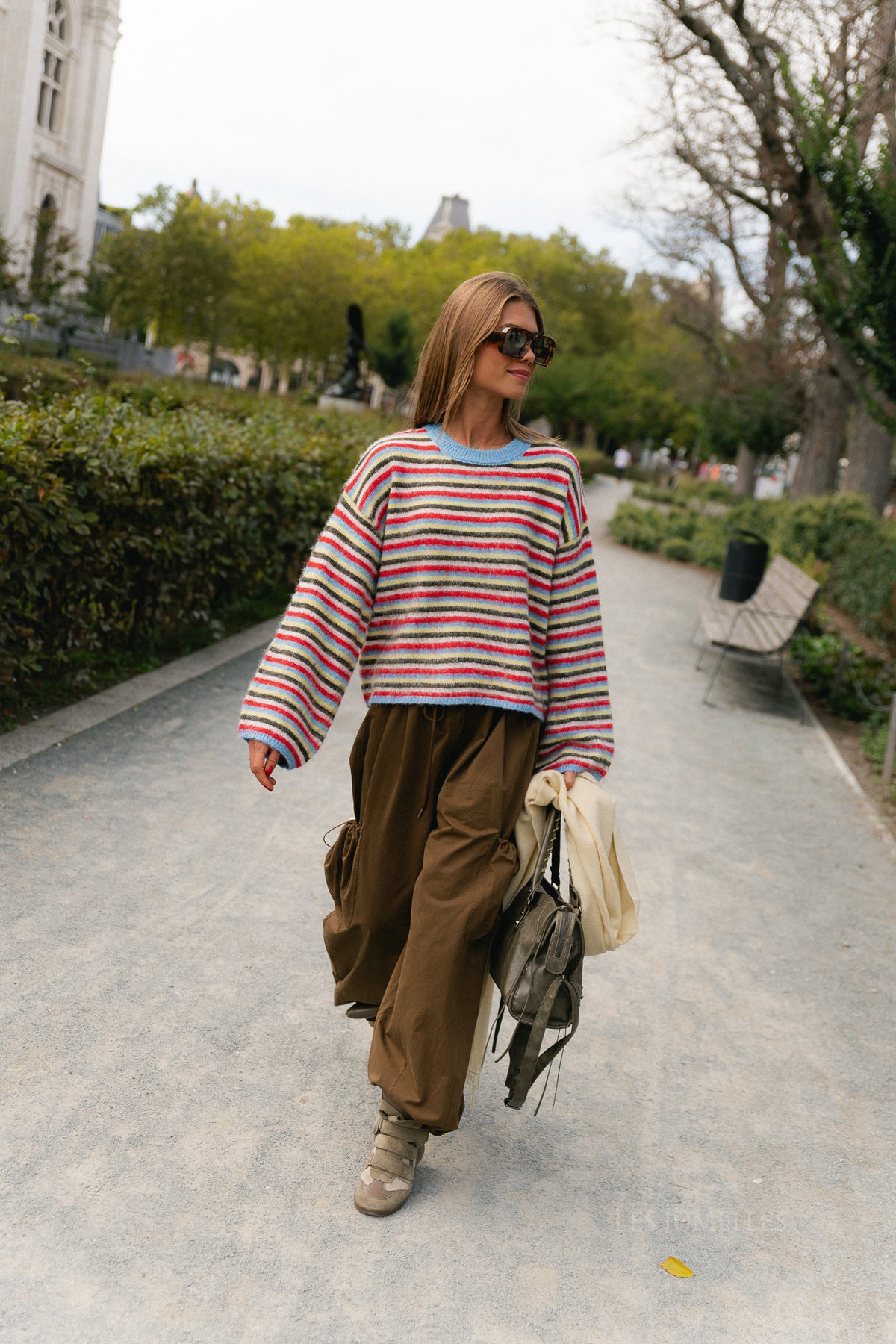 PCAda LS O-neck knit azure blue/flame scarlet