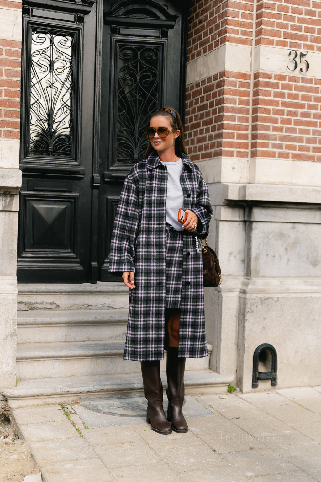 Ignacio coat pink/grey check