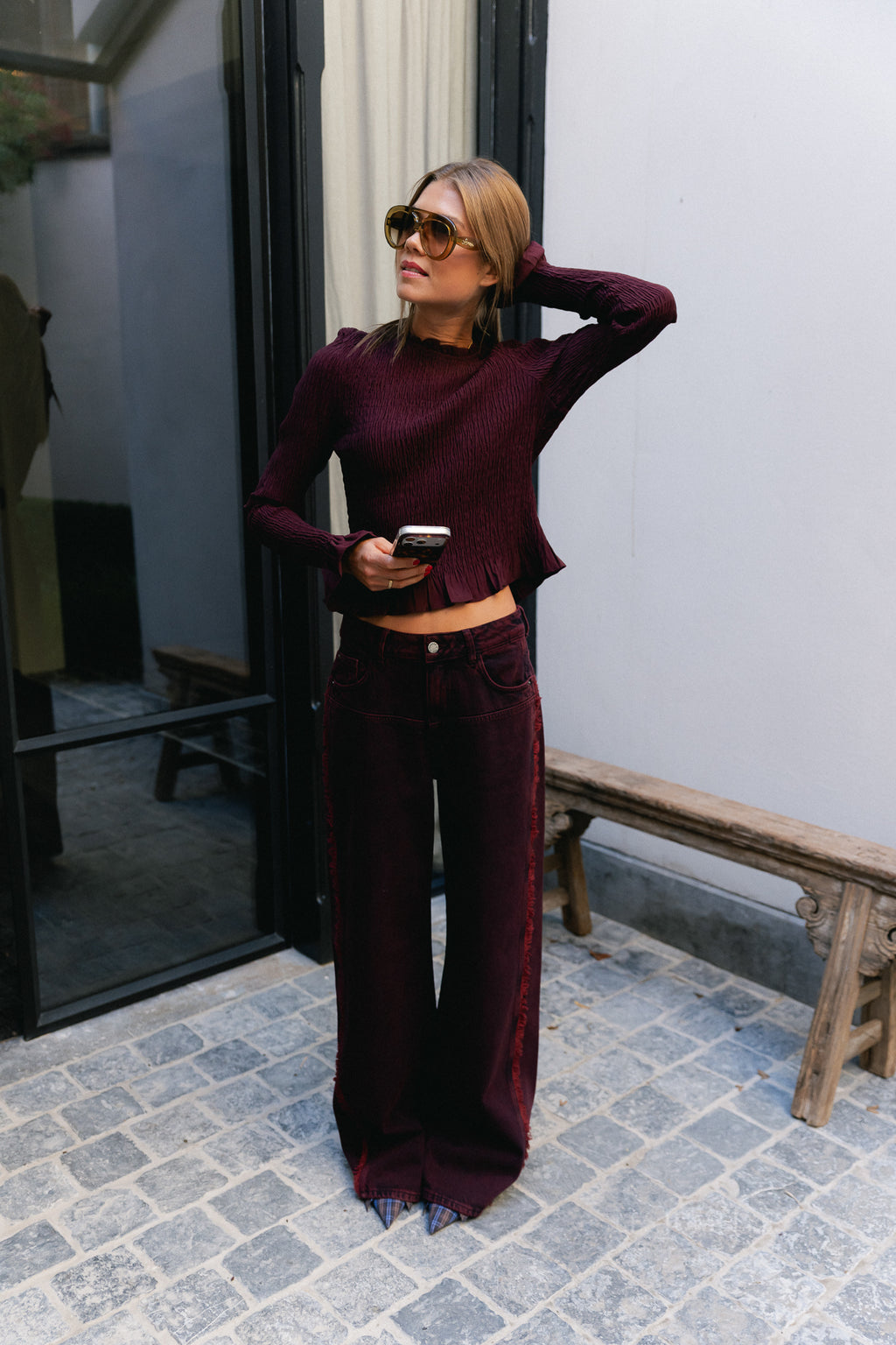 Veerle LS blouse tipsy red