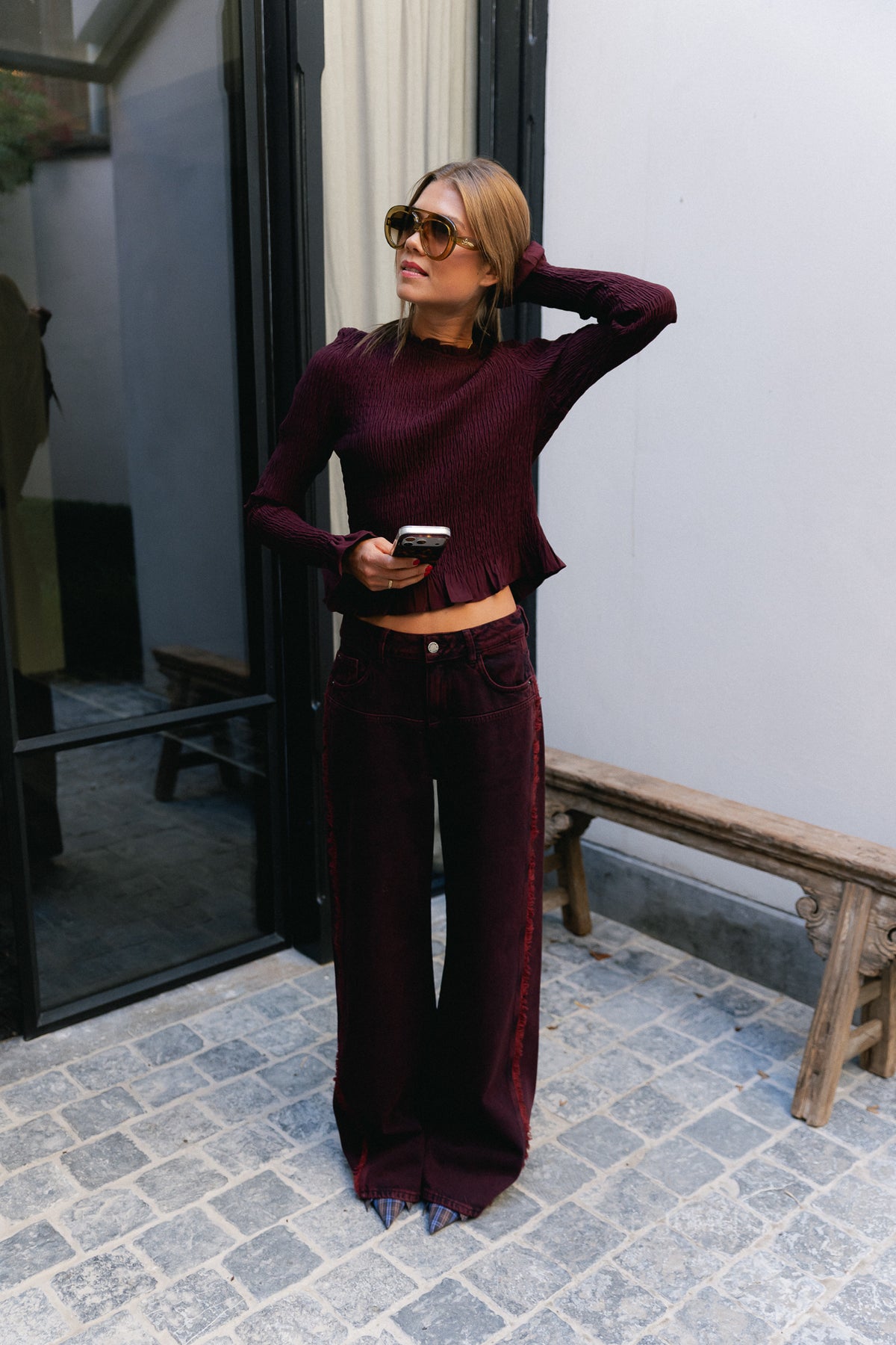 Veerle LS blouse tipsy red