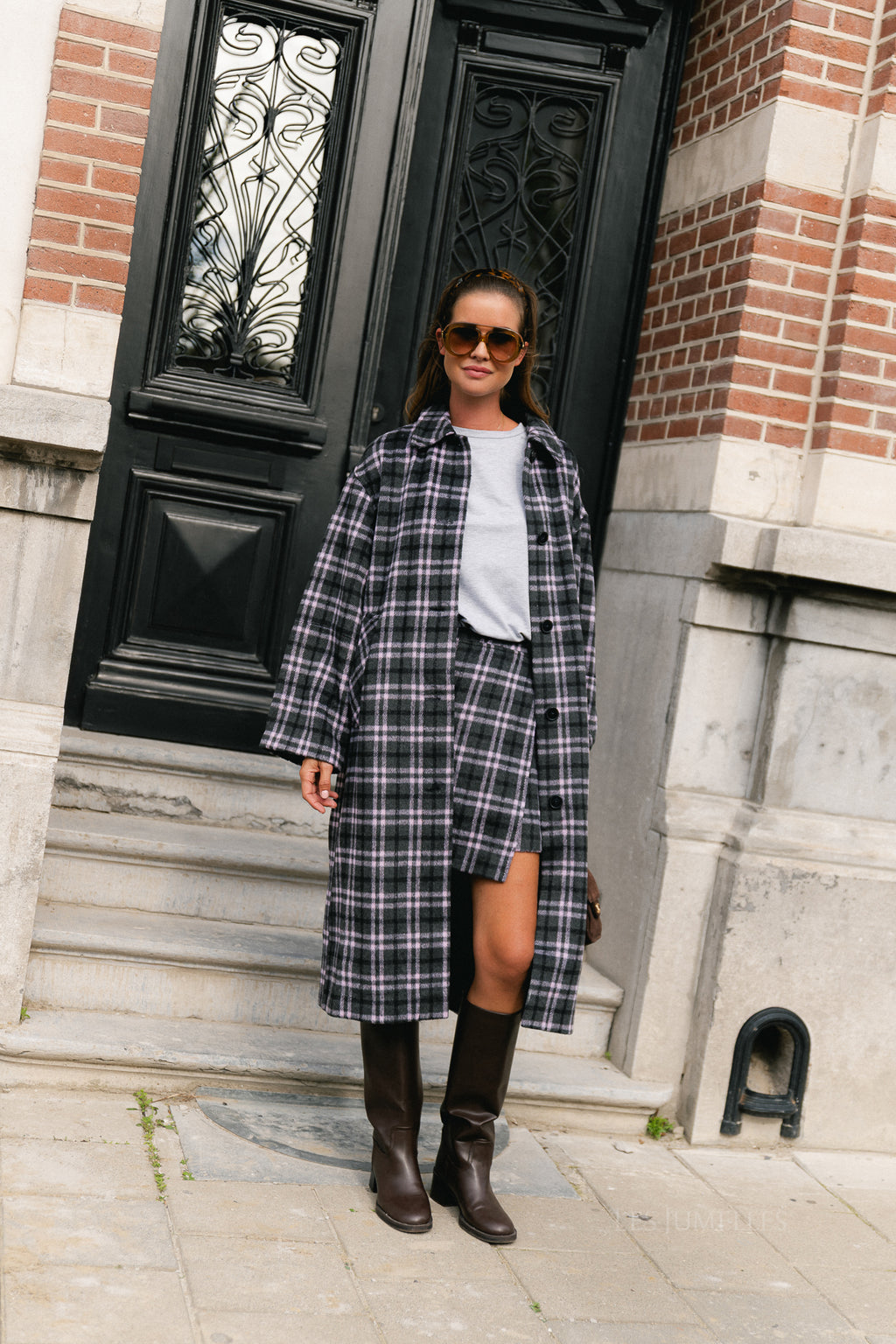Ignacio coat pink/grey check