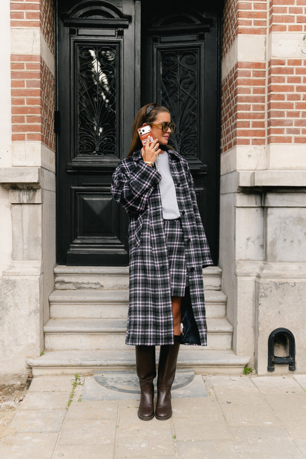 Ignacio coat pink/grey check