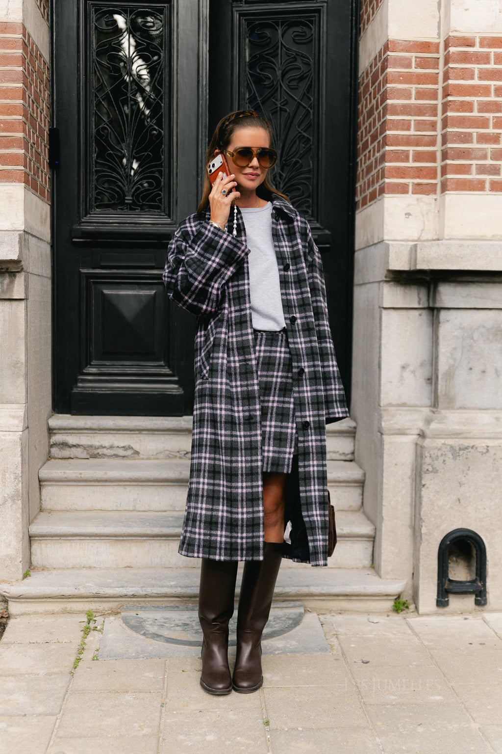 Ignacio coat pink/grey check