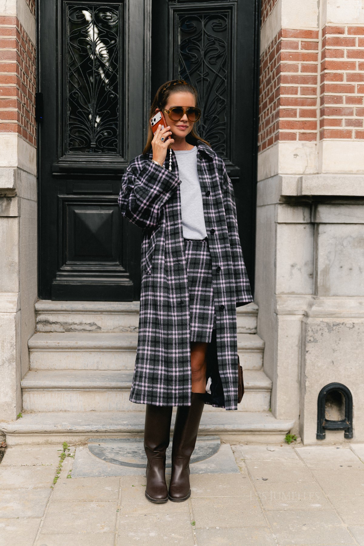 Ignacio coat pink/grey check