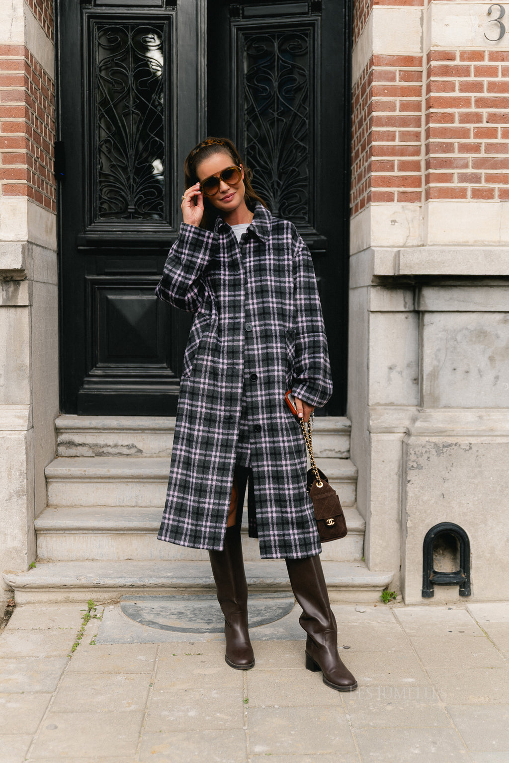 Ignacio coat pink/grey check