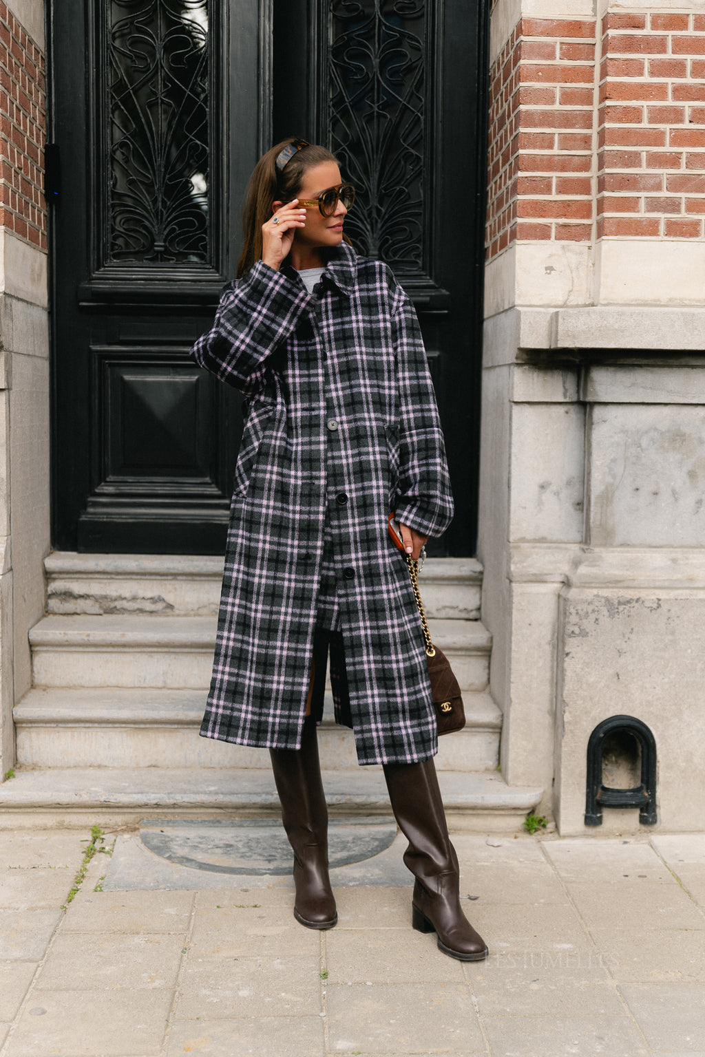 Ignacio coat pink/grey check