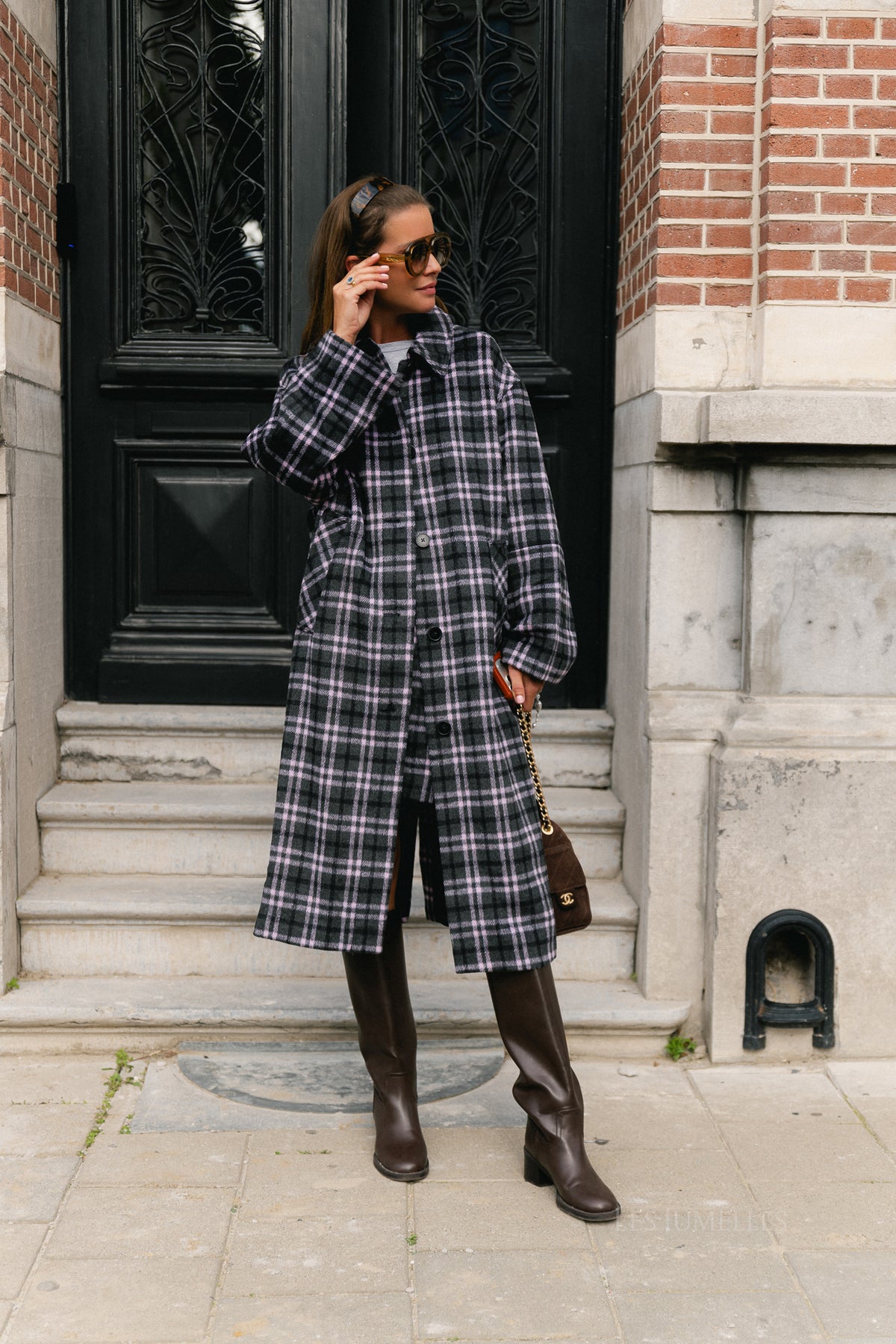 Ignacio coat pink/grey check