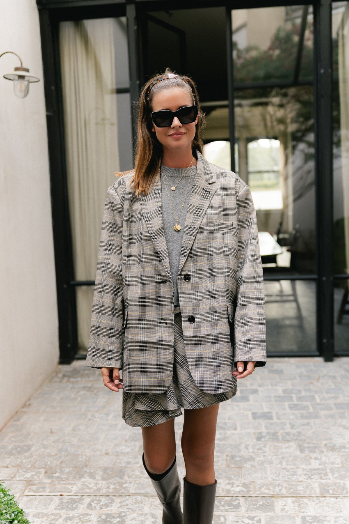 Arwen wool blazer black & white check