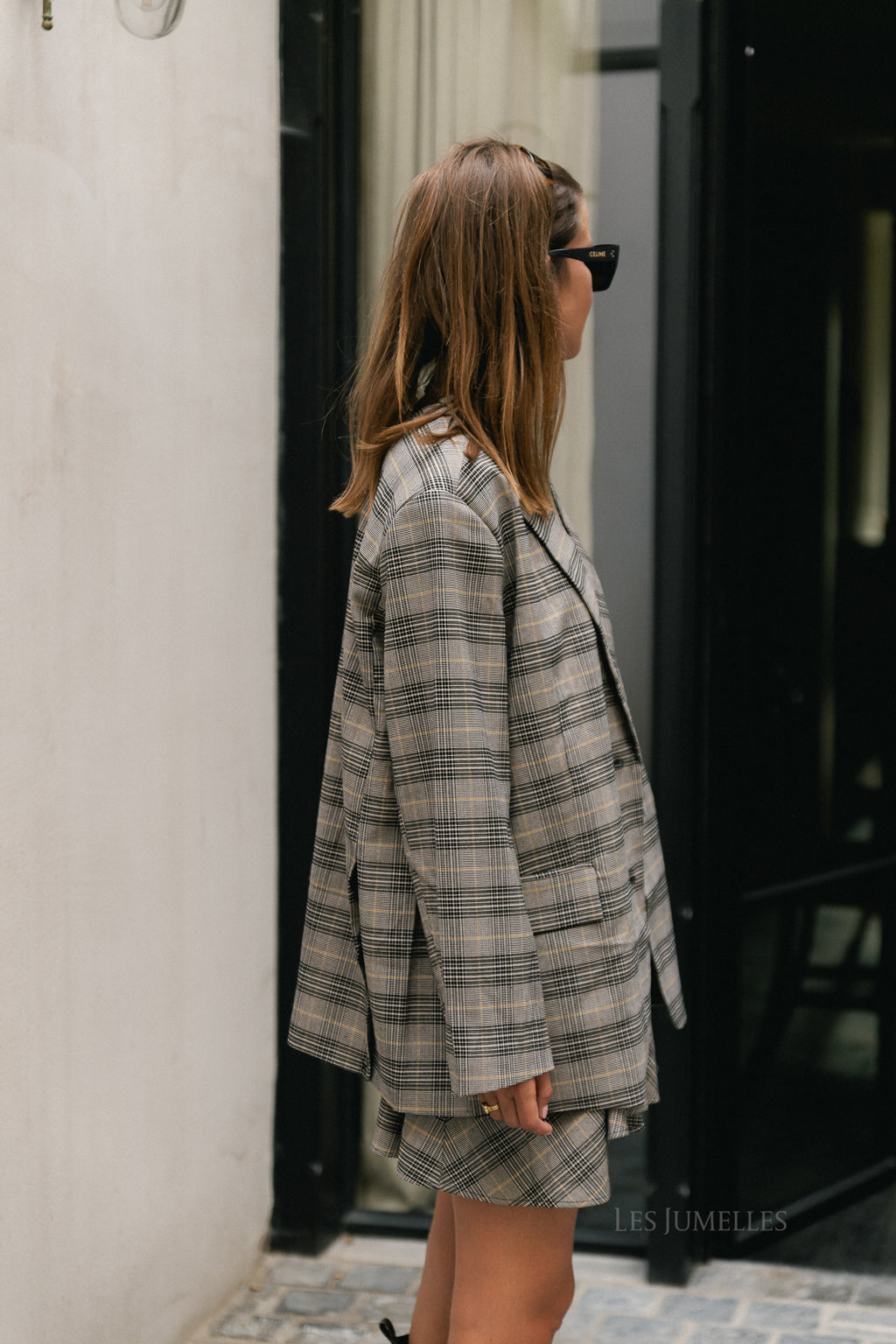 Arwen wool blazer black & white check