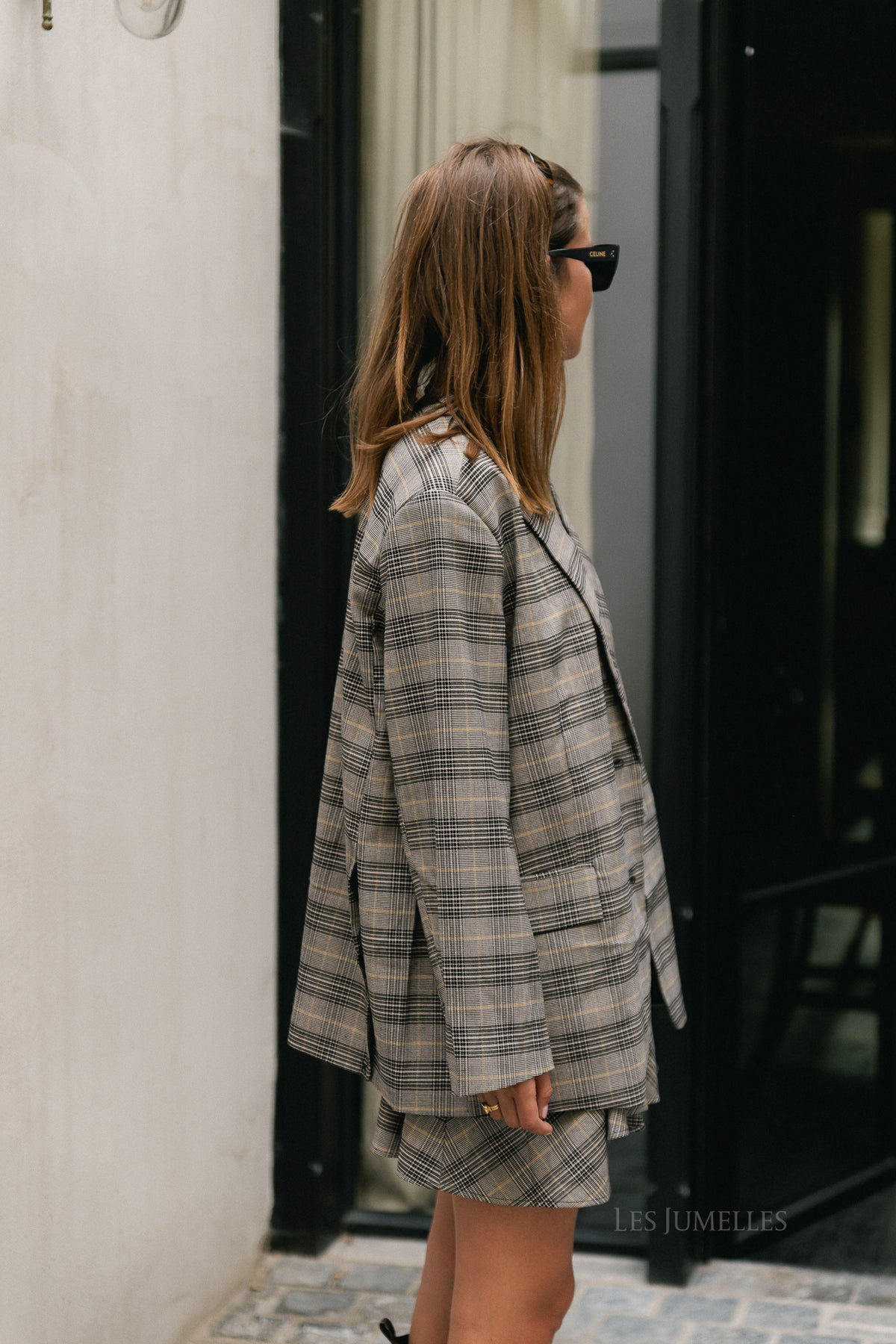 Arwen wool blazer black & white check