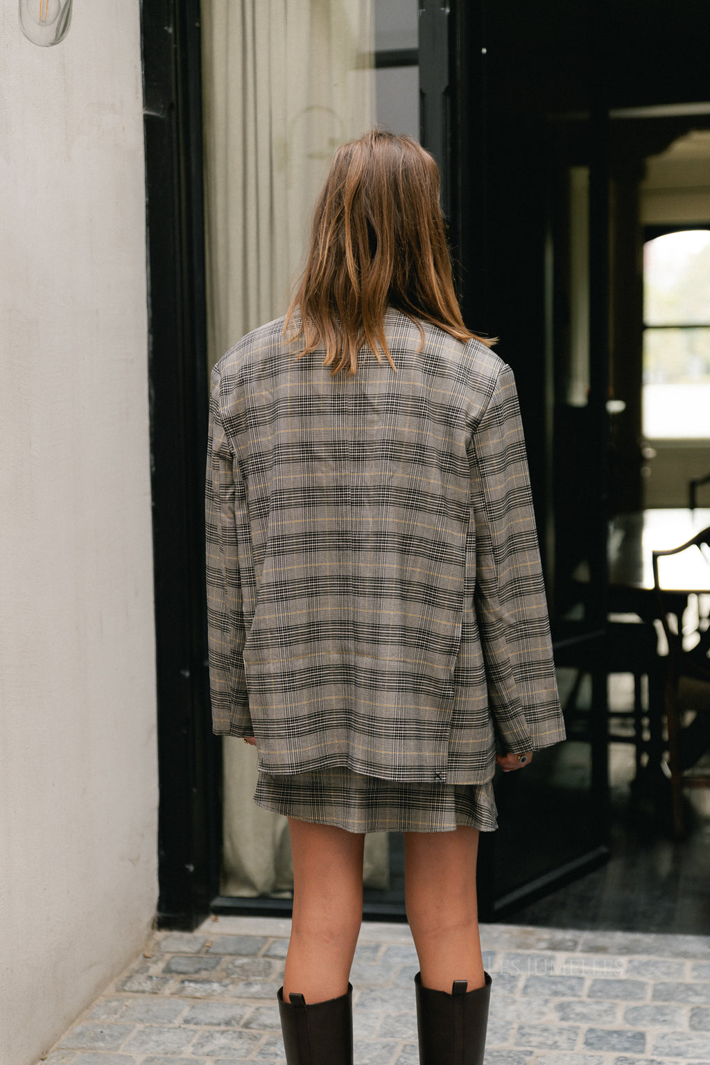 Arwen wool blazer black & white check