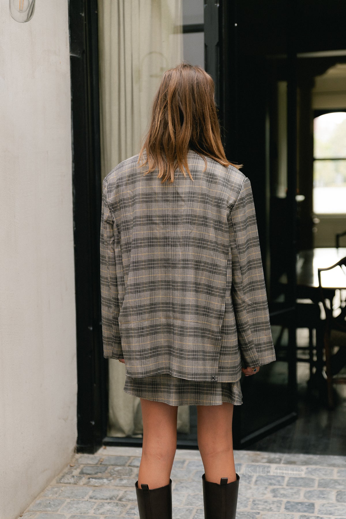 Arwen wool blazer black & white check
