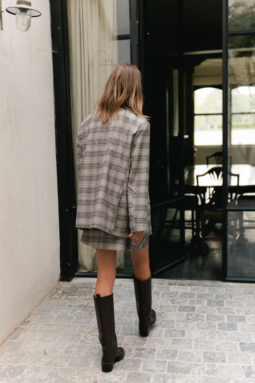 Arwen wool blazer black & white check