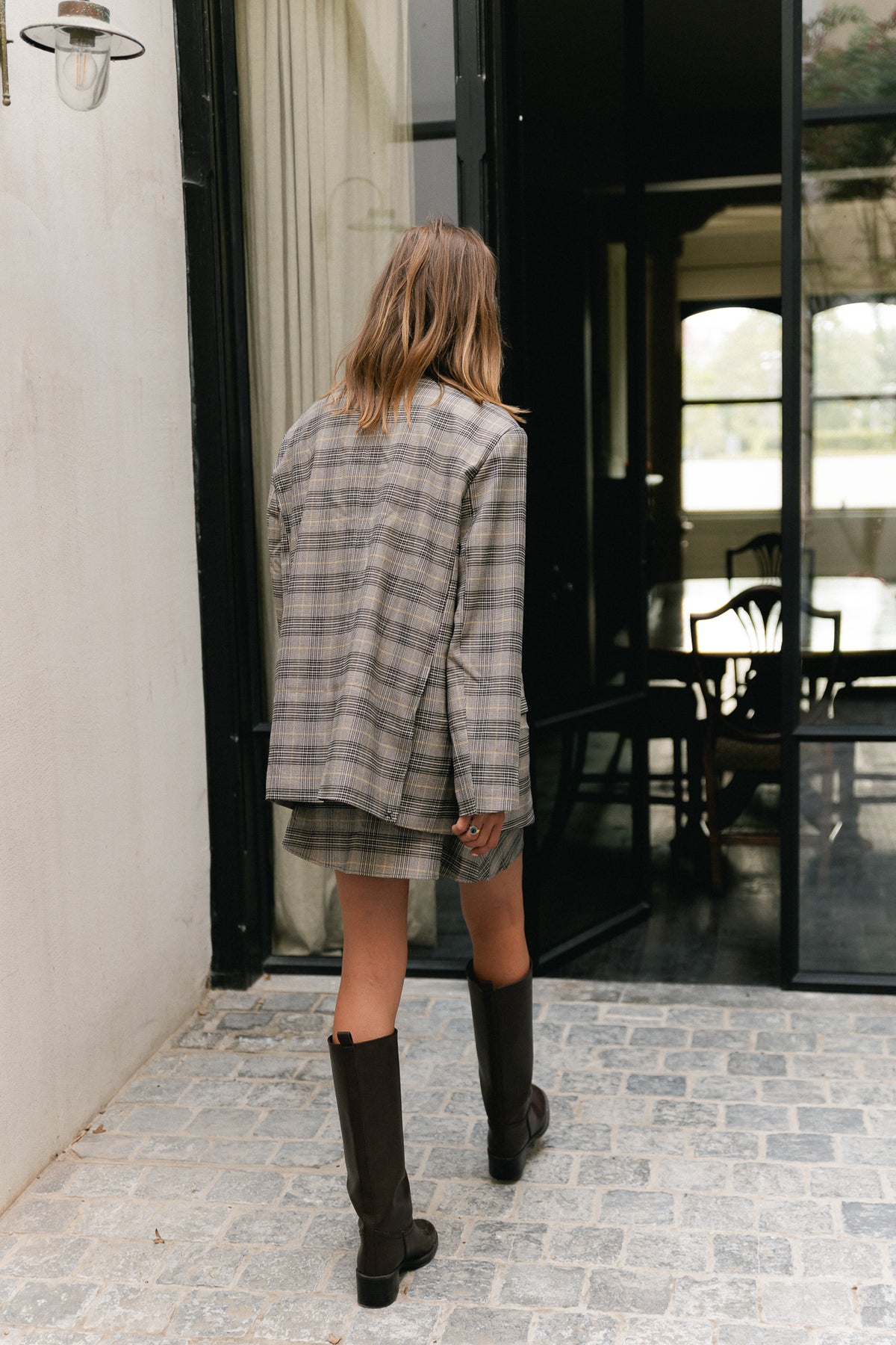 Arwen wool blazer black & white check