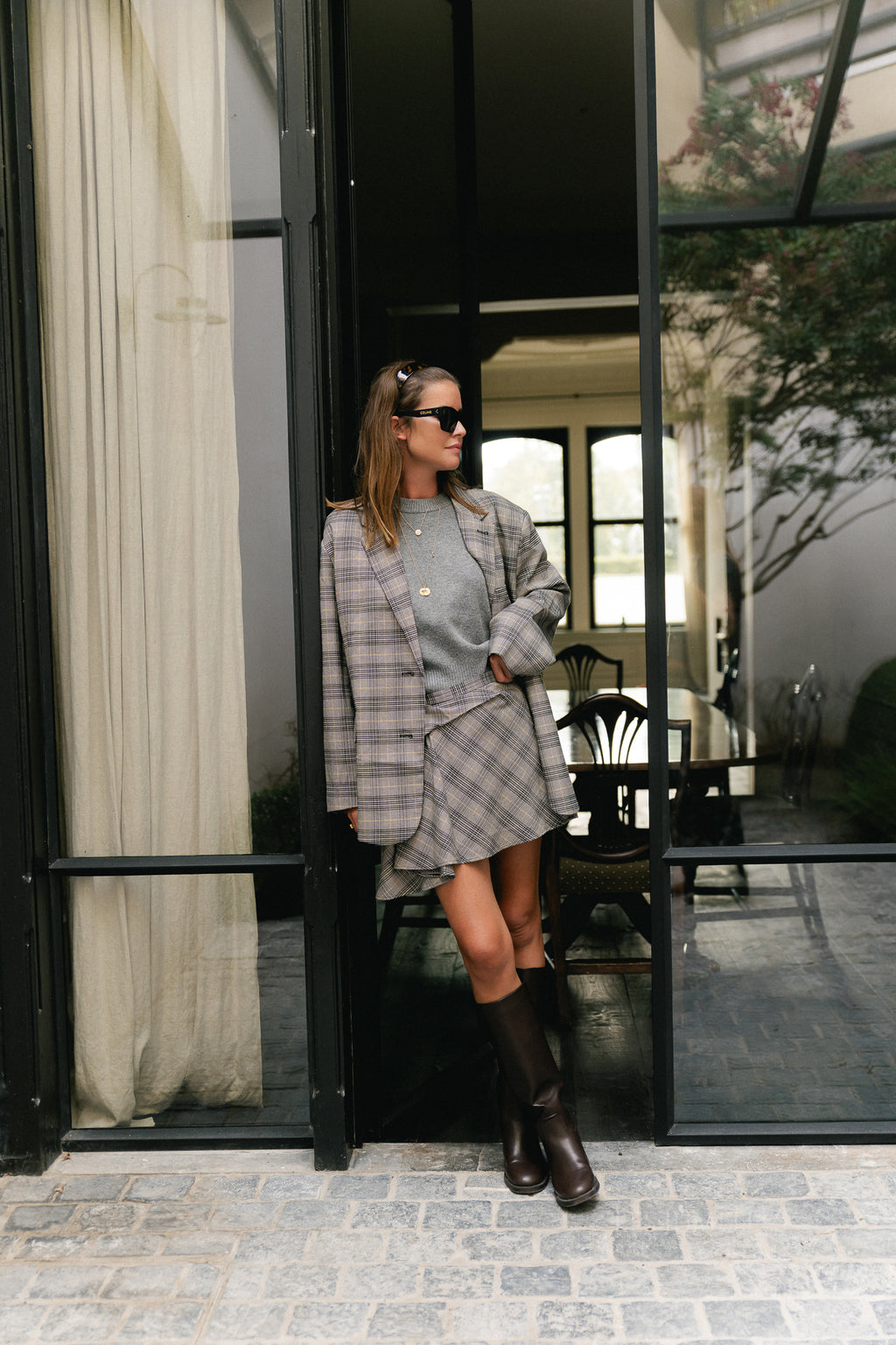 Arwen wool blazer black & white check