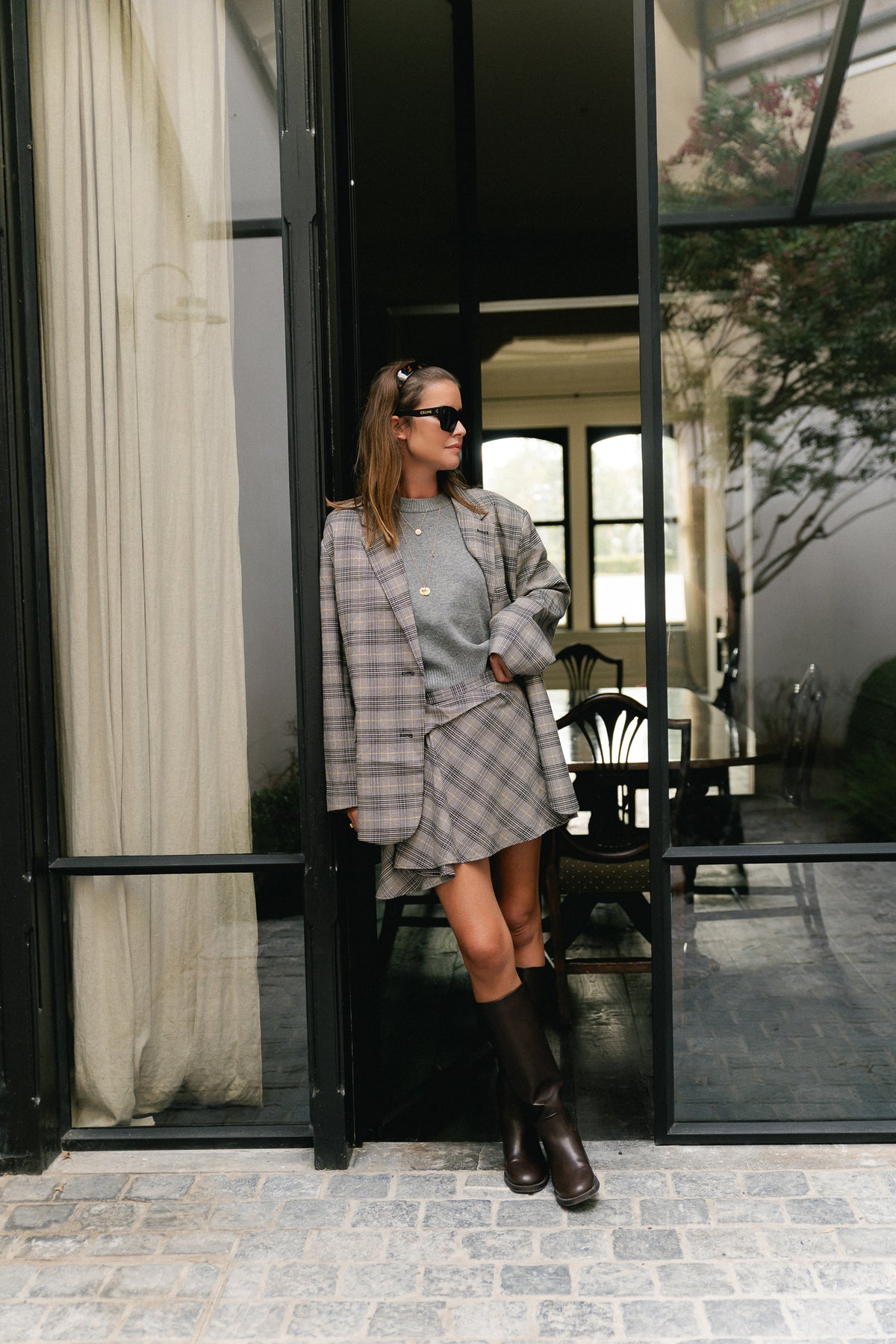 Arwen wool blazer black & white check