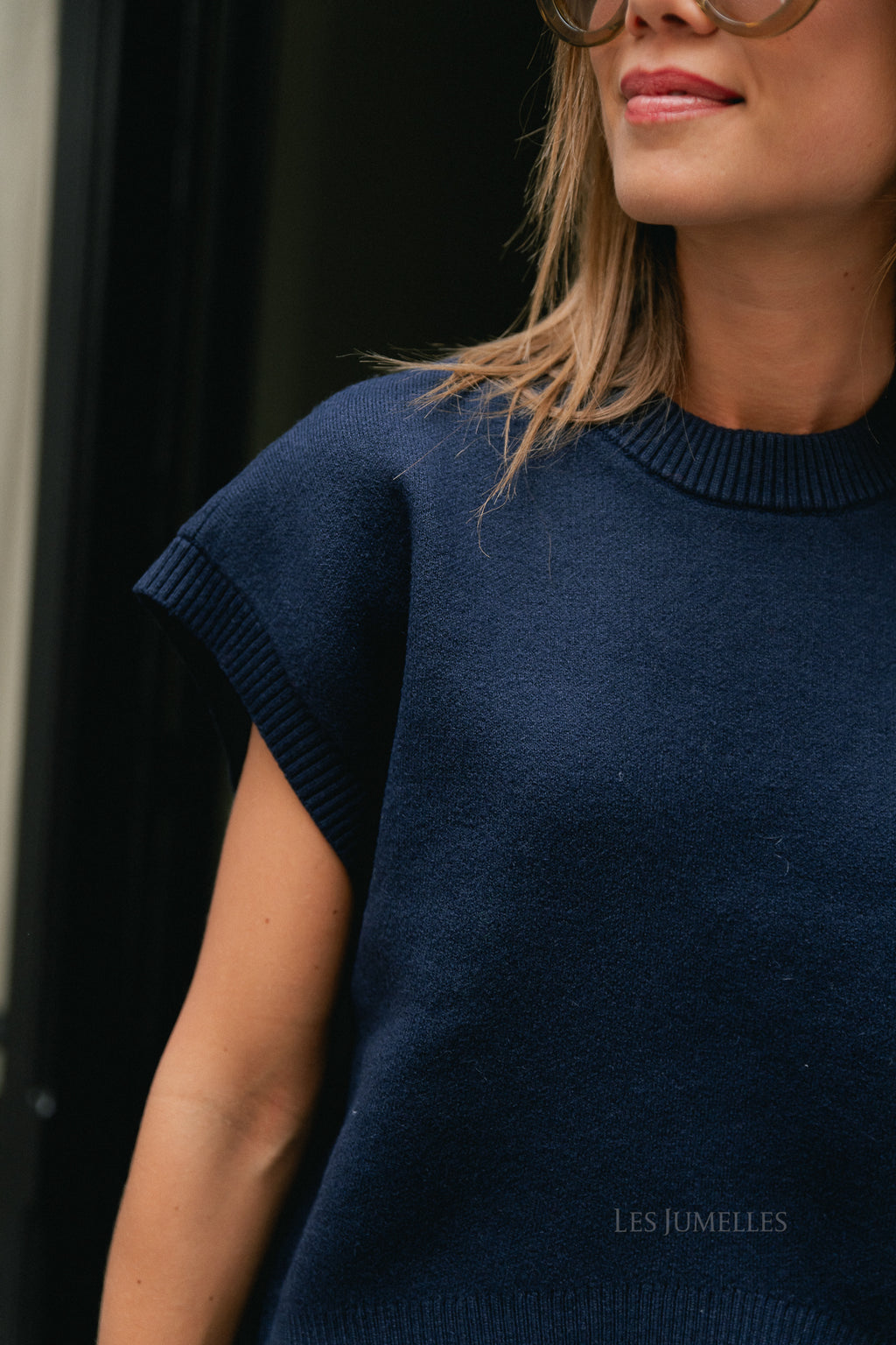 OBJItone SL LO knit vest sky captain