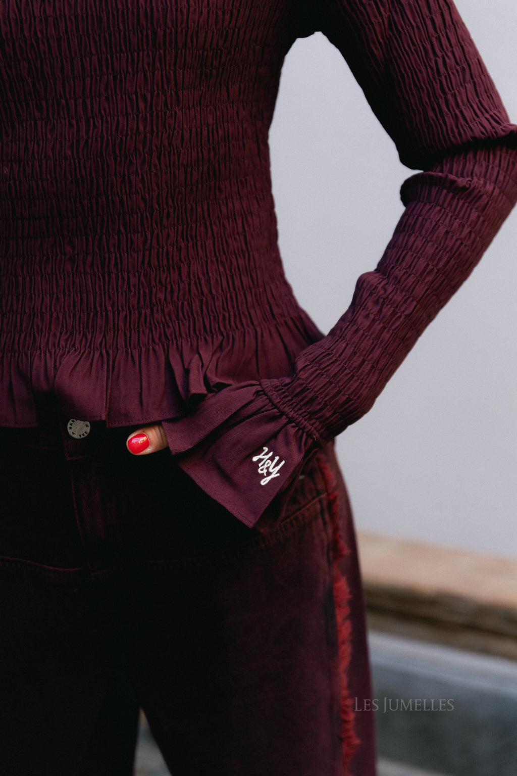 Veerle LS blouse tipsy red