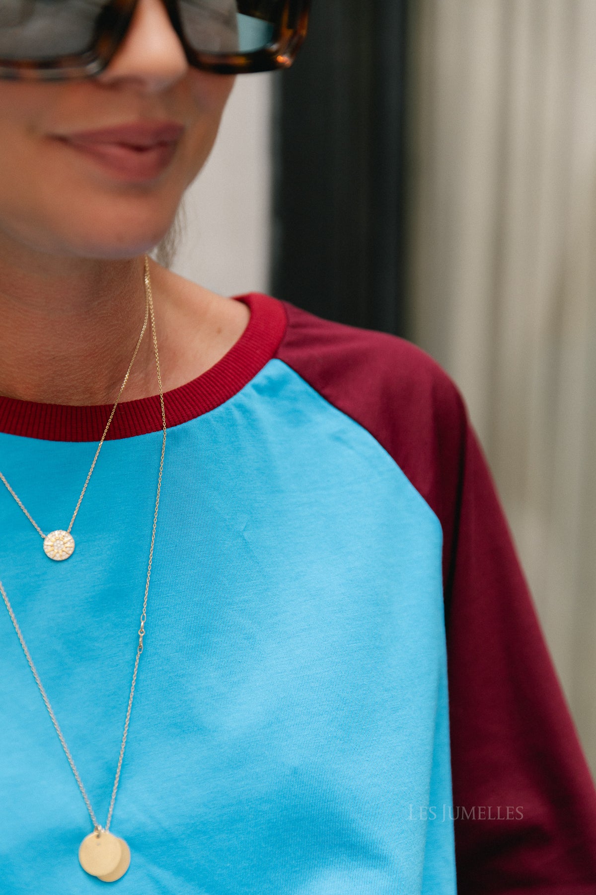 Marie LS shirt blue/burgundy