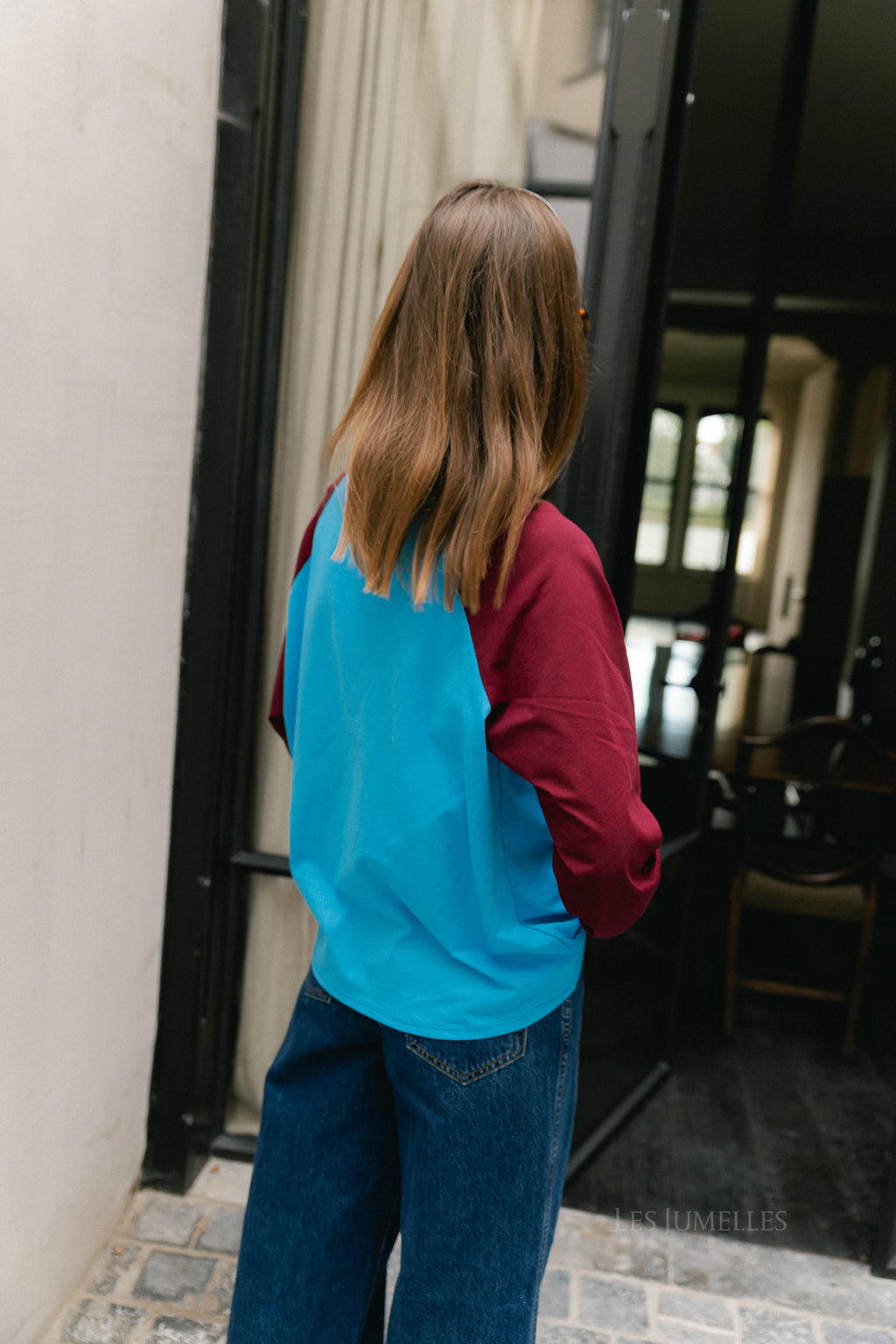 Marie LS shirt blue/burgundy