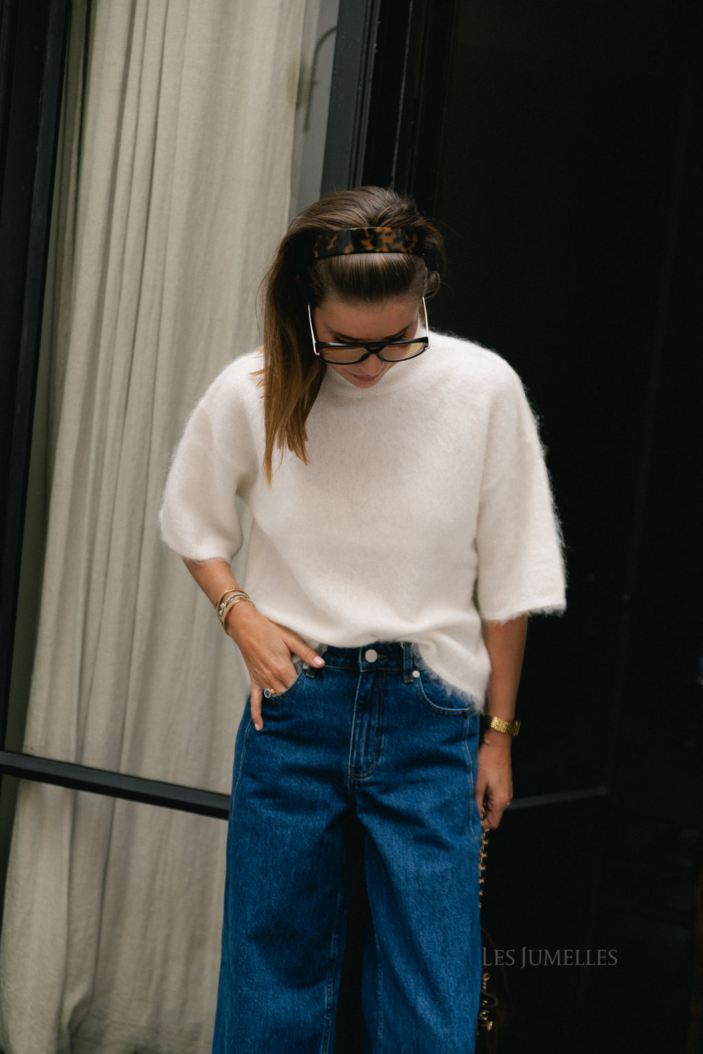 YASTilde 2/4 mohair blend knit pullover pristine/melange