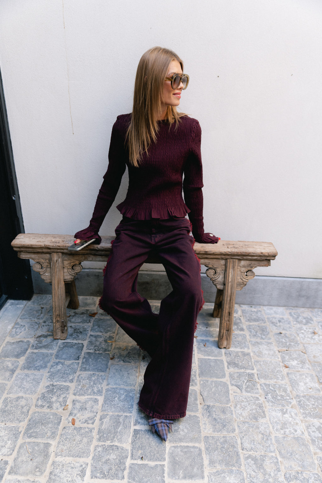 Veerle LS blouse tipsy red