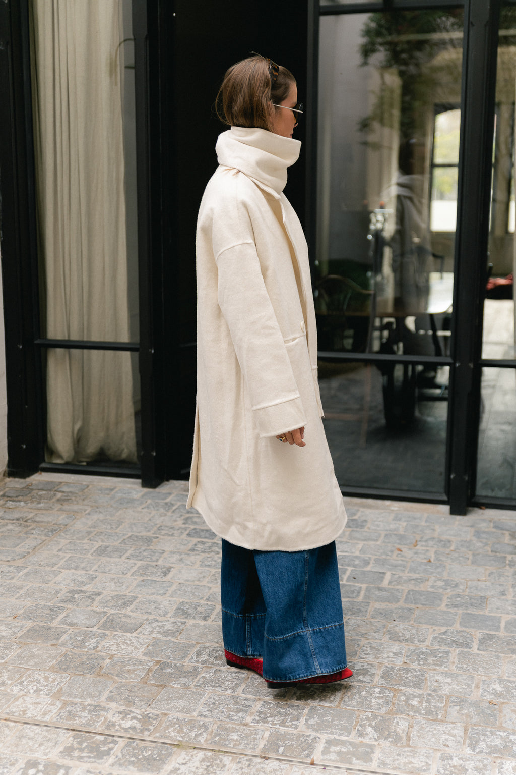Harlow wool coat ecru