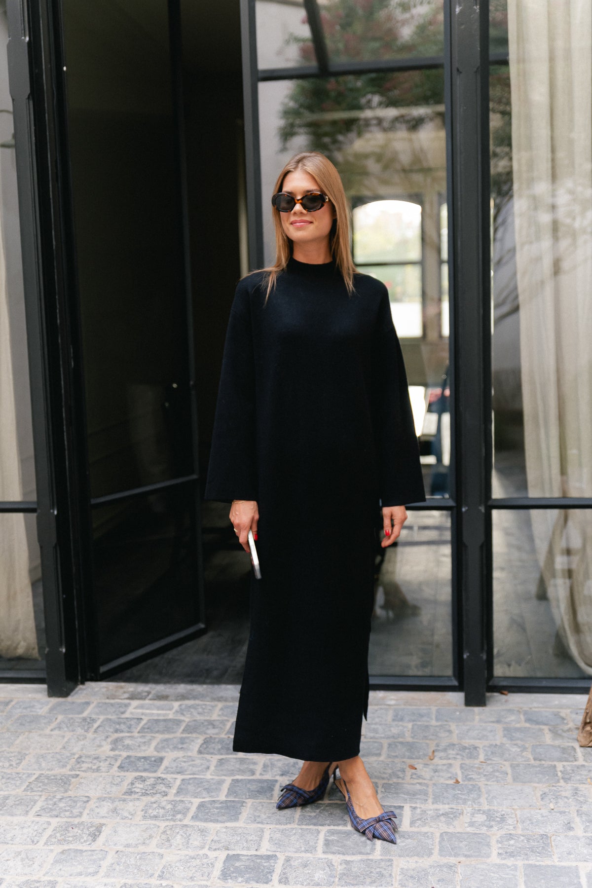 YASElma LS long knit dress black